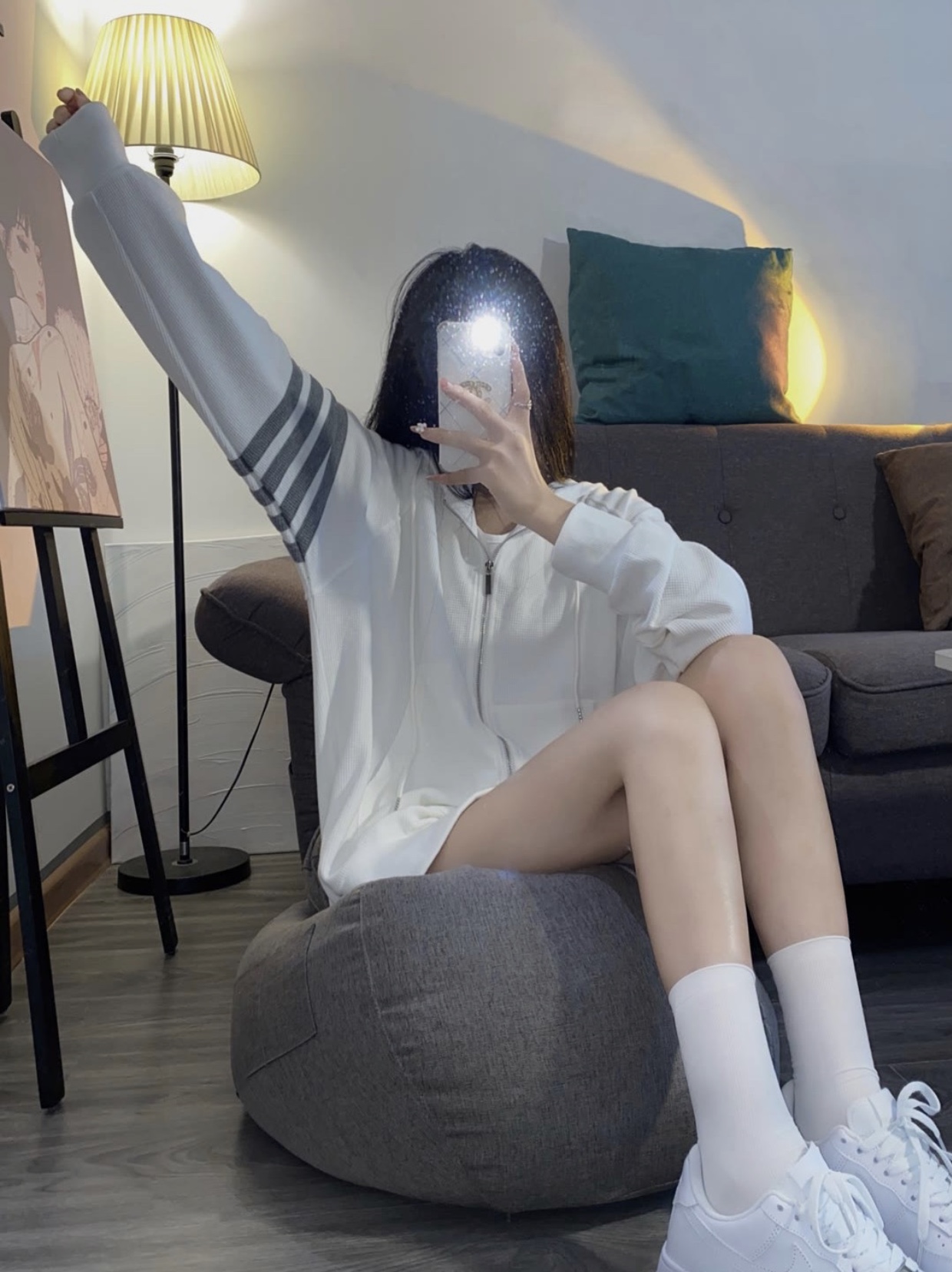 Nike Air Force 1 '07 Craft Triple White 착용 스타일 - 5
