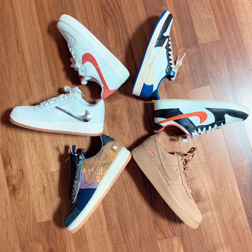 Nike x Supreme Air Force 1 Low Flax, Nike x Travis Scott Air Force 1 Low Cactus Jack 착용 스타일