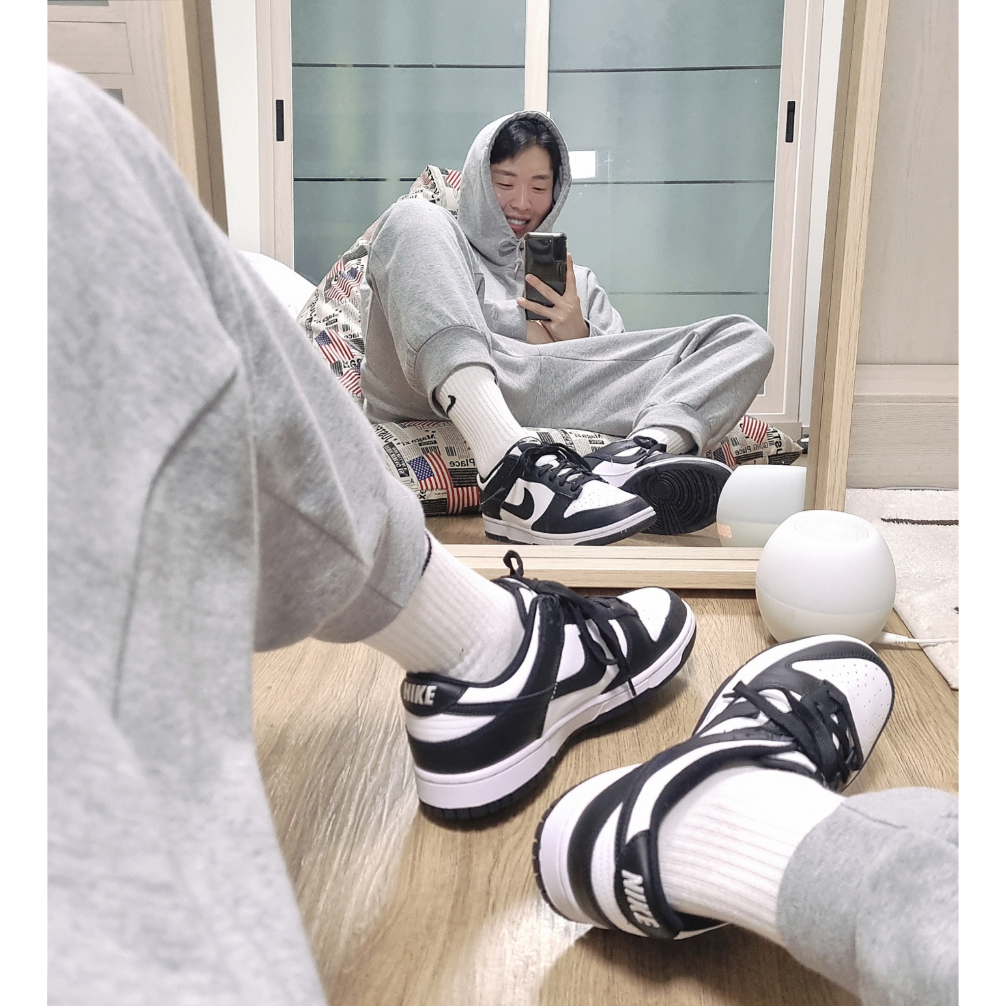 Nike Dunk Low Retro Black 착용 스타일 - 2