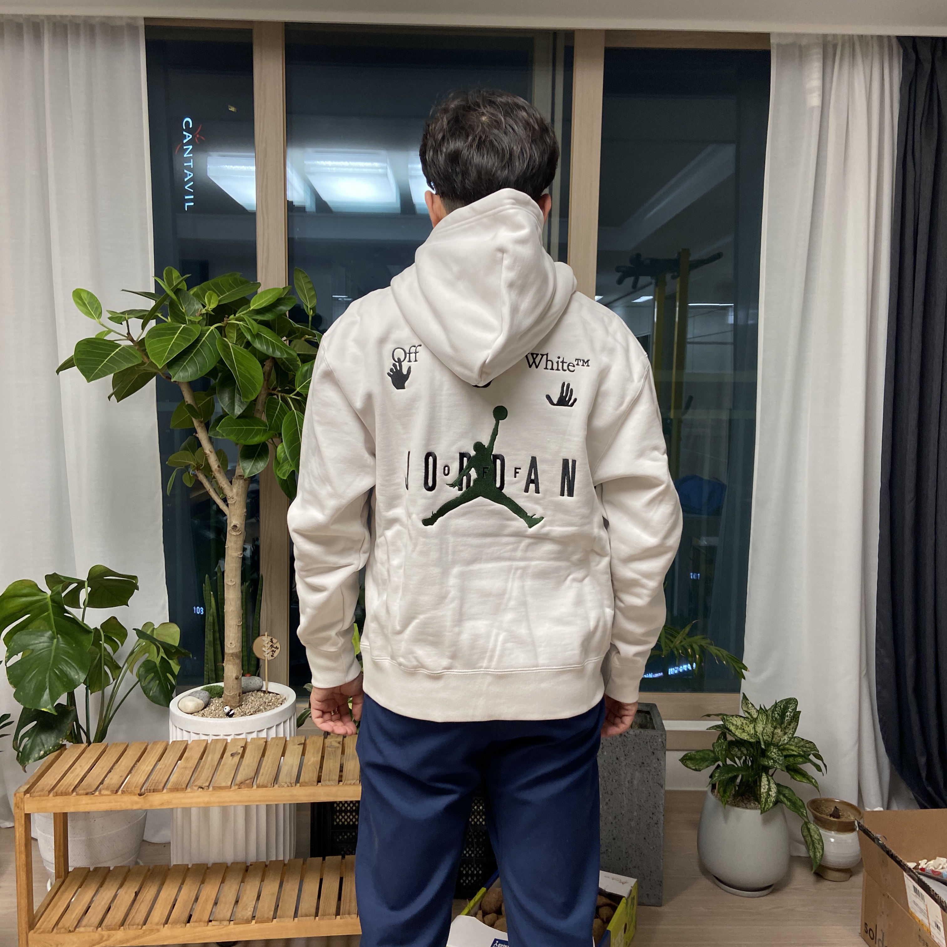 Jordan x Off-White Hoodie Phantom - Asia 착용 스타일