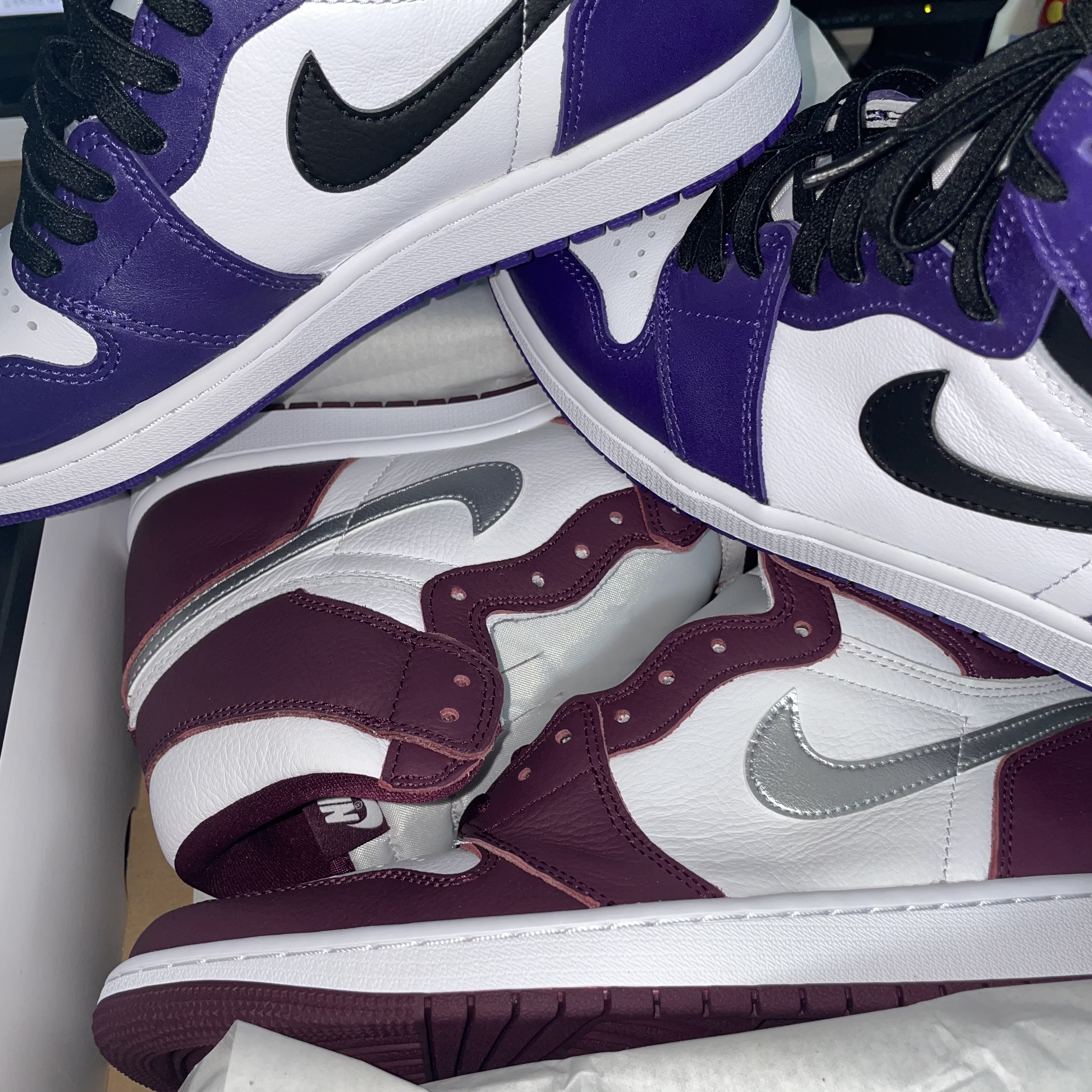 Jordan 1 Retro High OG Court Purple 2020, Jordan 1 Retro High OG Bordeaux 착용 스타일