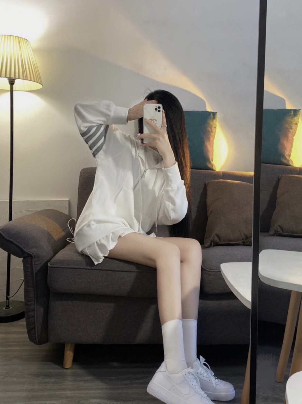Nike Air Force 1 '07 Craft Triple White 착용 스타일 - 2