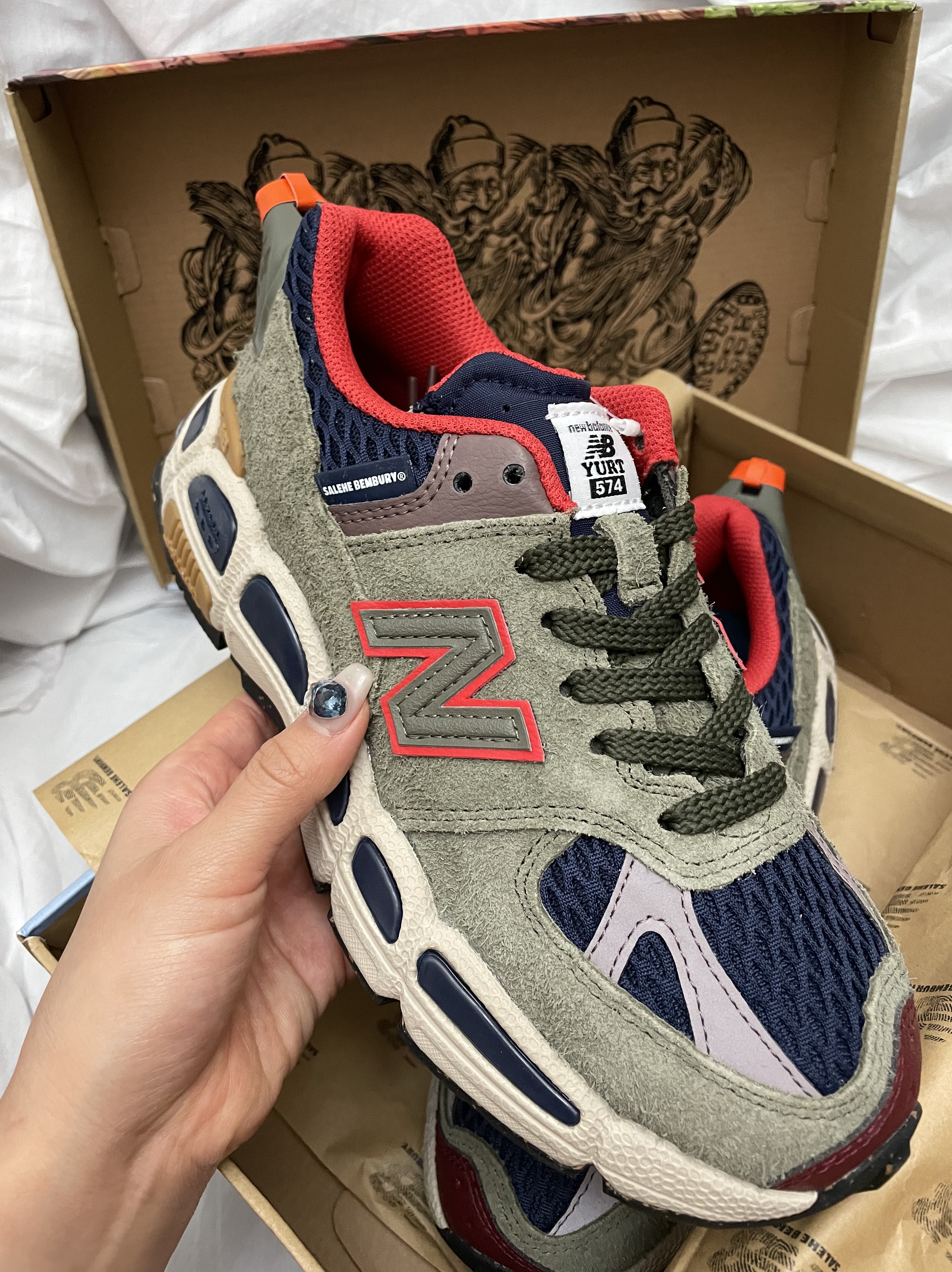 New Balance x Salehe Bembury 574 Yurt Team Forest Green 착용 스타일
