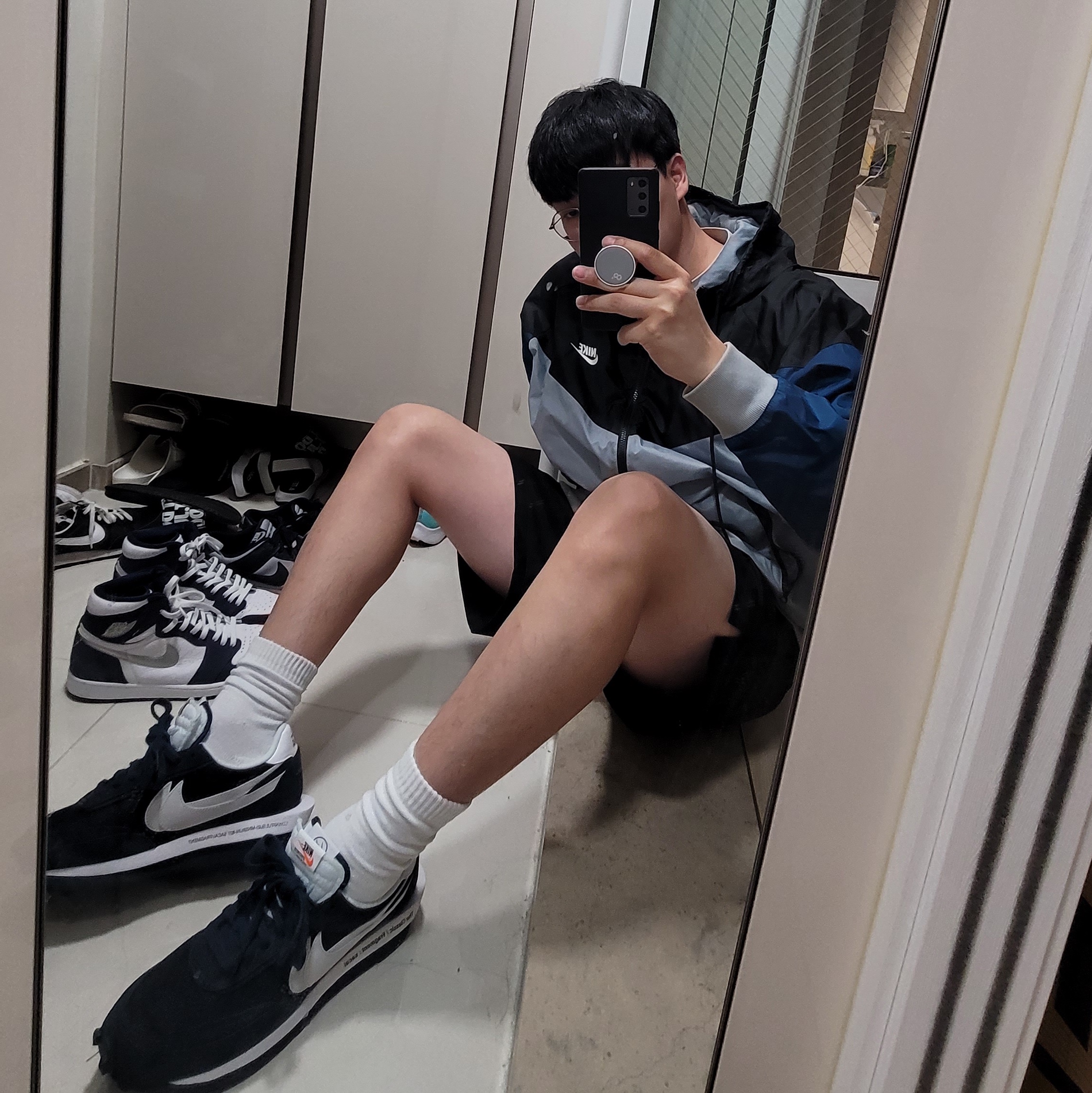 Nike x Sacai x Fragment LDWaffle Blackened Blue 착용 스타일