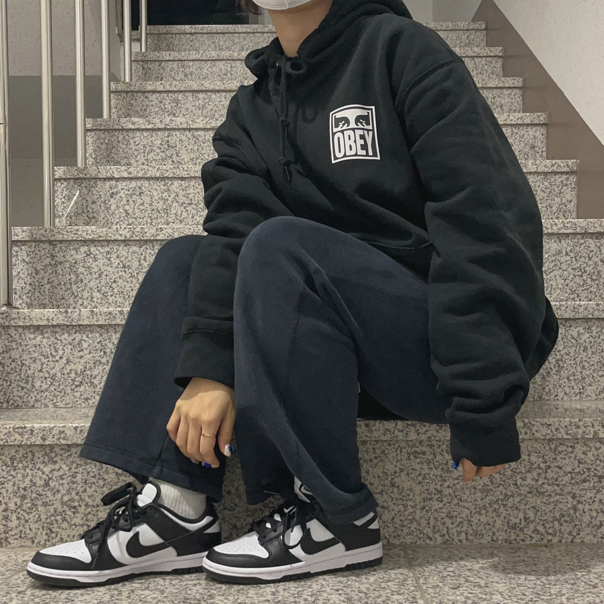 (W) Nike Dunk Low Black 착용 스타일