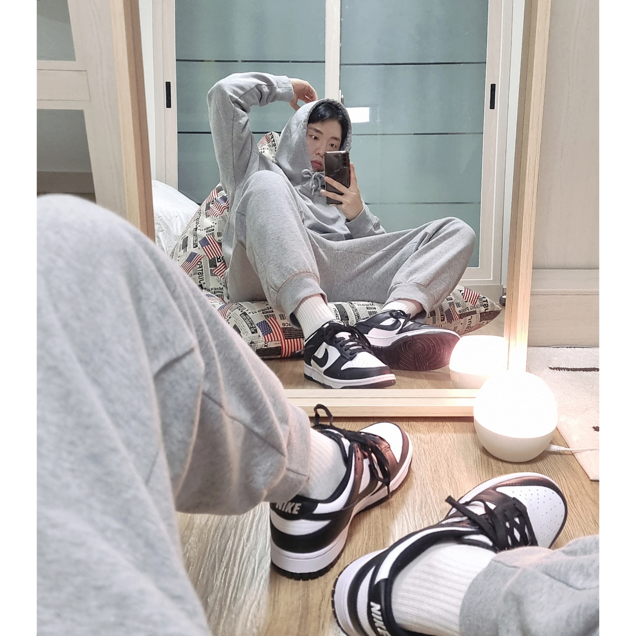 Nike Dunk Low Retro Black 착용 스타일 - 3