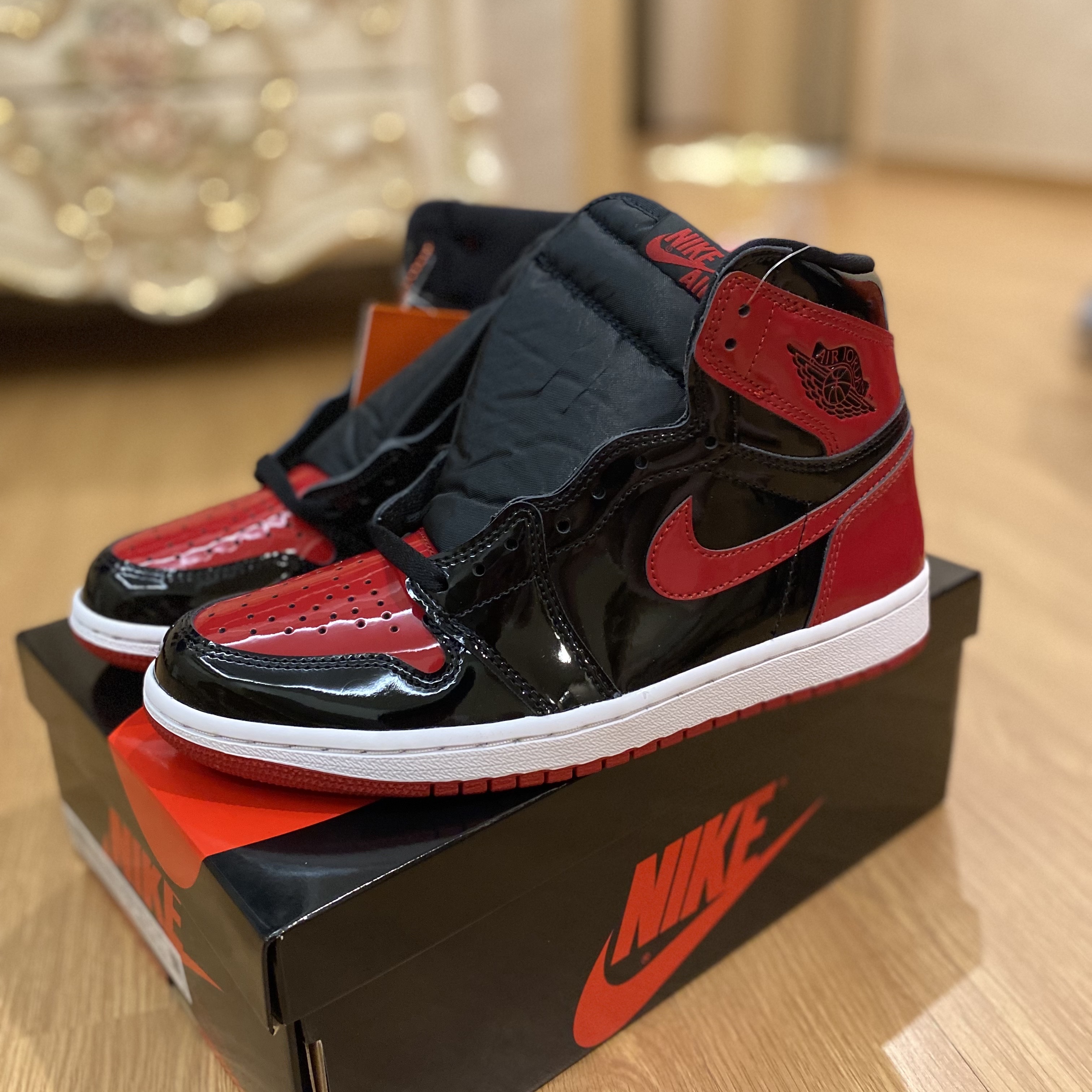 Jordan 1 Retro High OG Patent Bred, Jordan 1 Retro High OG Bred Banned 2016 착용 스타일 - 1