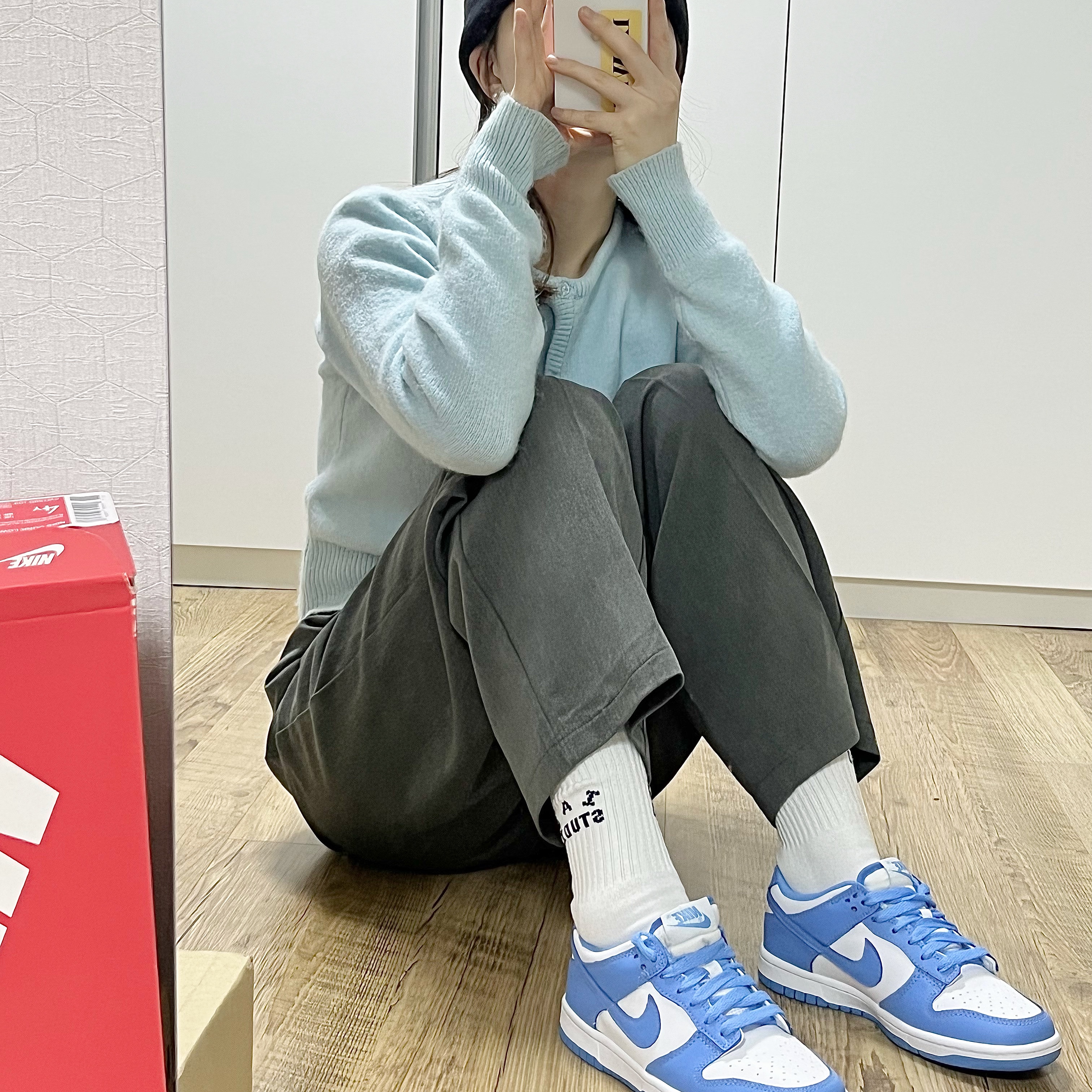 (GS) Nike Dunk Low University Blue, Nike Dunk Low Retro University Blue 착용 스타일
