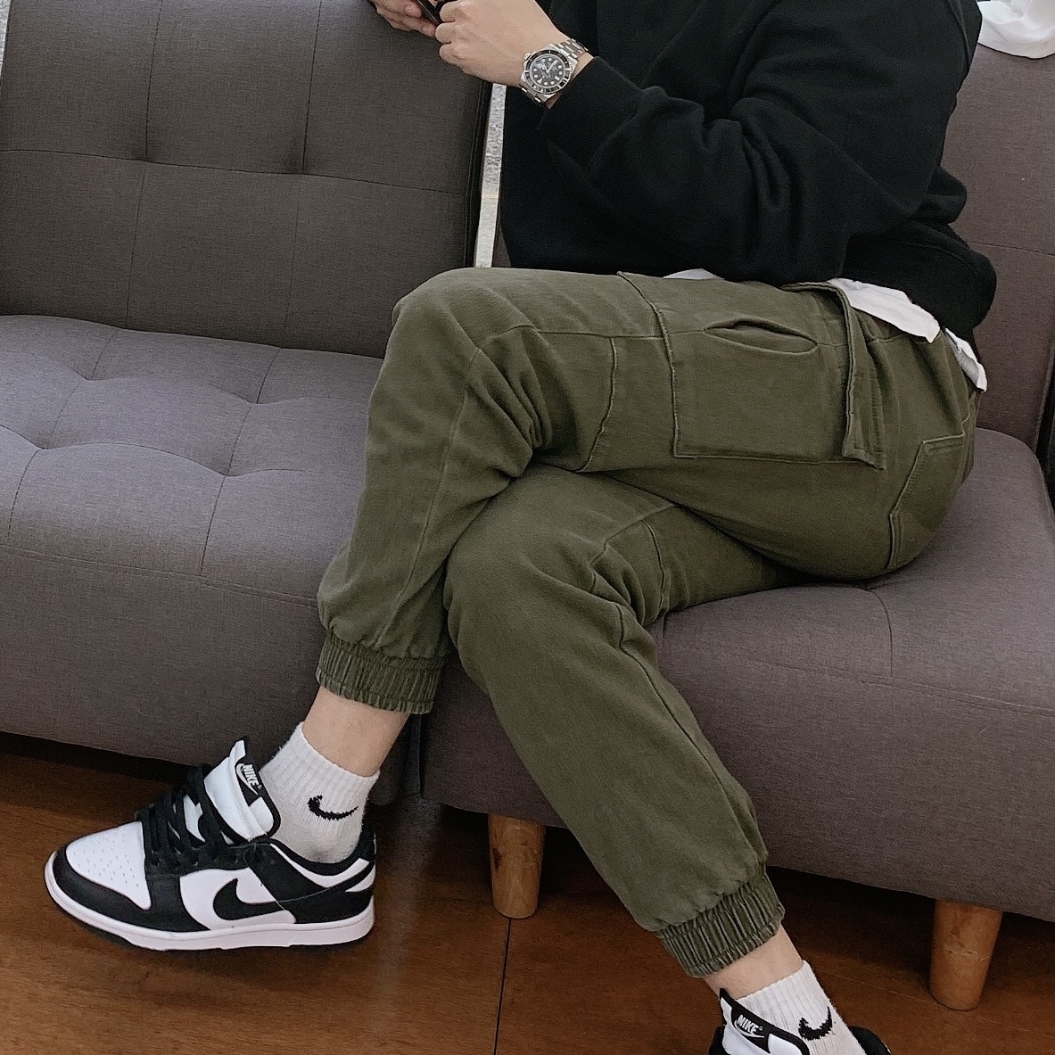 (W) Nike Dunk Low Black 착용 스타일 - 2