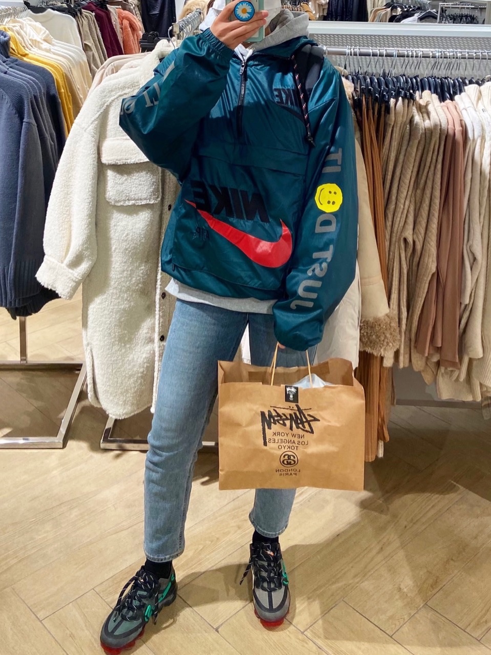 (W) Nike x Cactus Plant Flea Market Air VaporMax 2019, Nike x Cactus Plant Flea Market Anorak Teal 착용 스타일