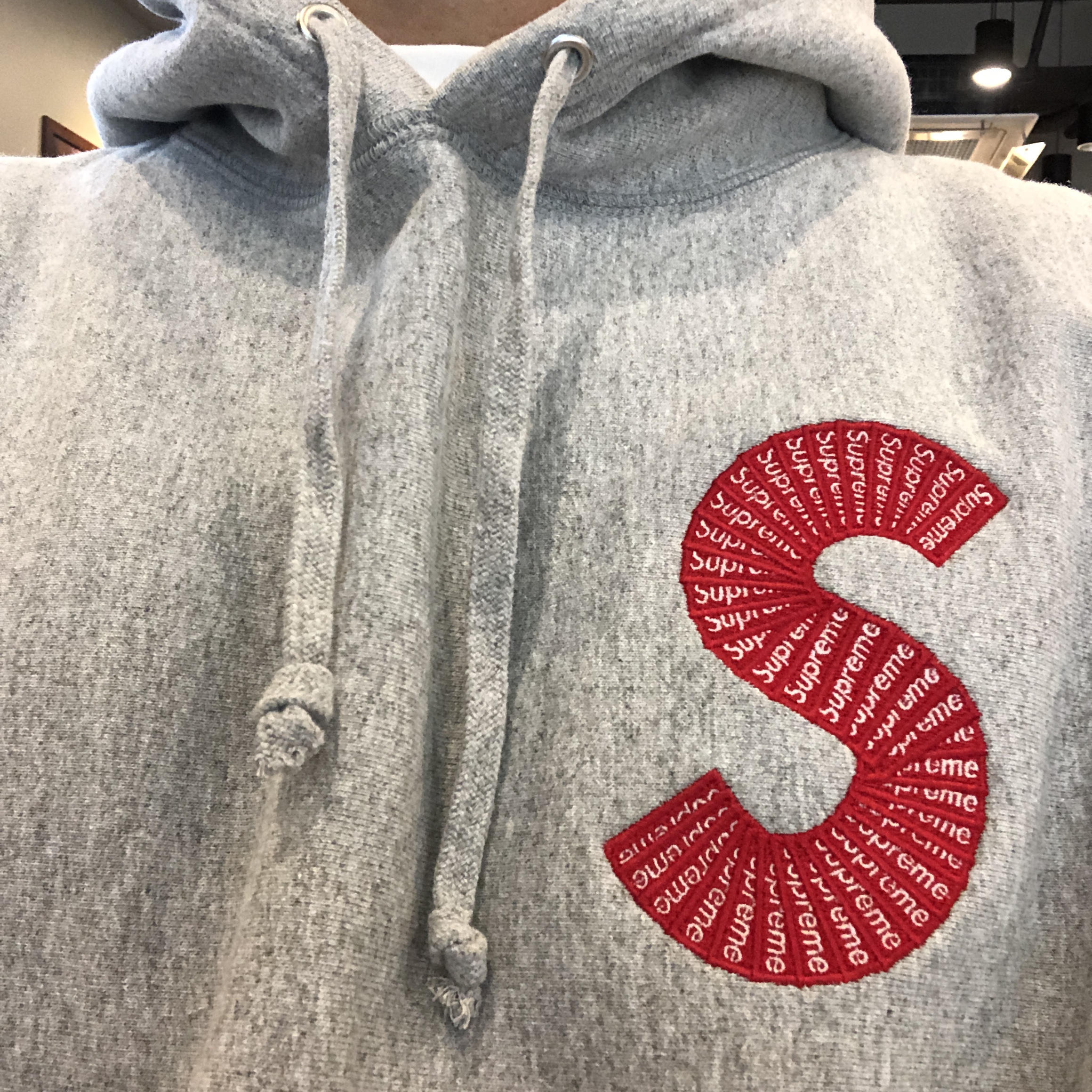Supreme S Logo Hooded Sweatshirt Heather Grey - 20FW 착용 스타일
