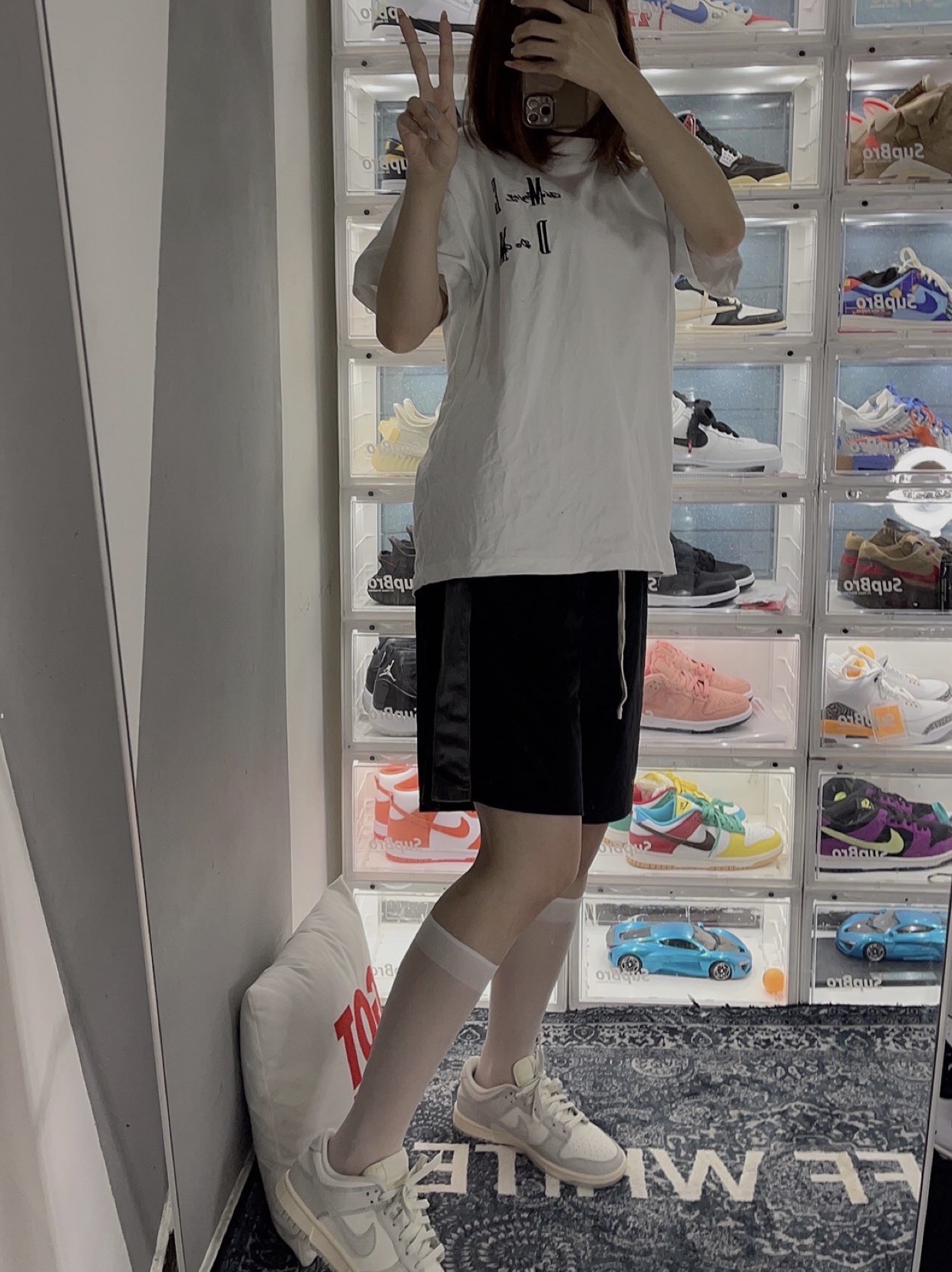 (W) Nike Dunk Low Light Bone 착용 스타일 - 5