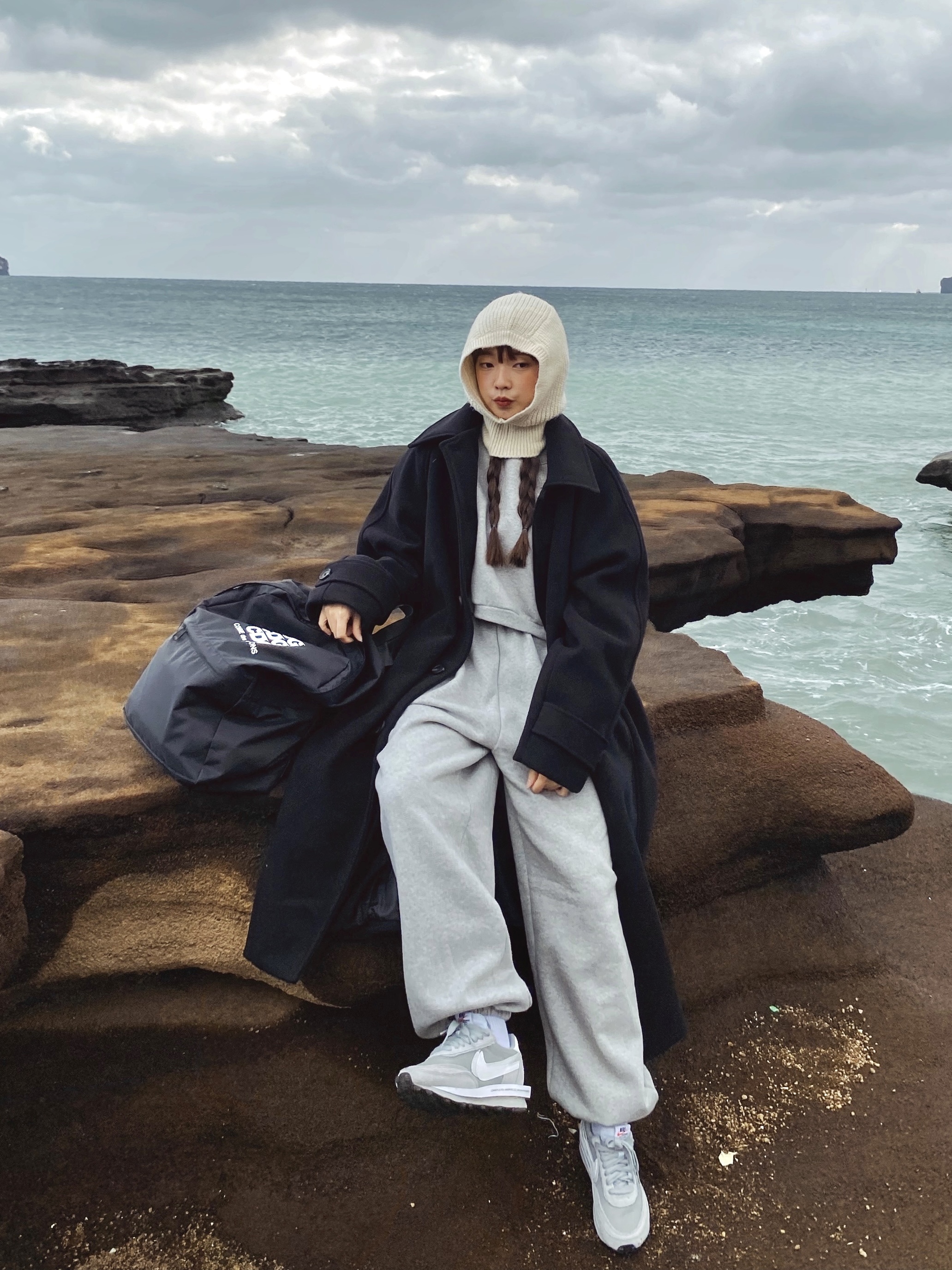 Nike x Sacai x Fragment LDWaffle Light Smoke Grey 착용 스타일 - 1