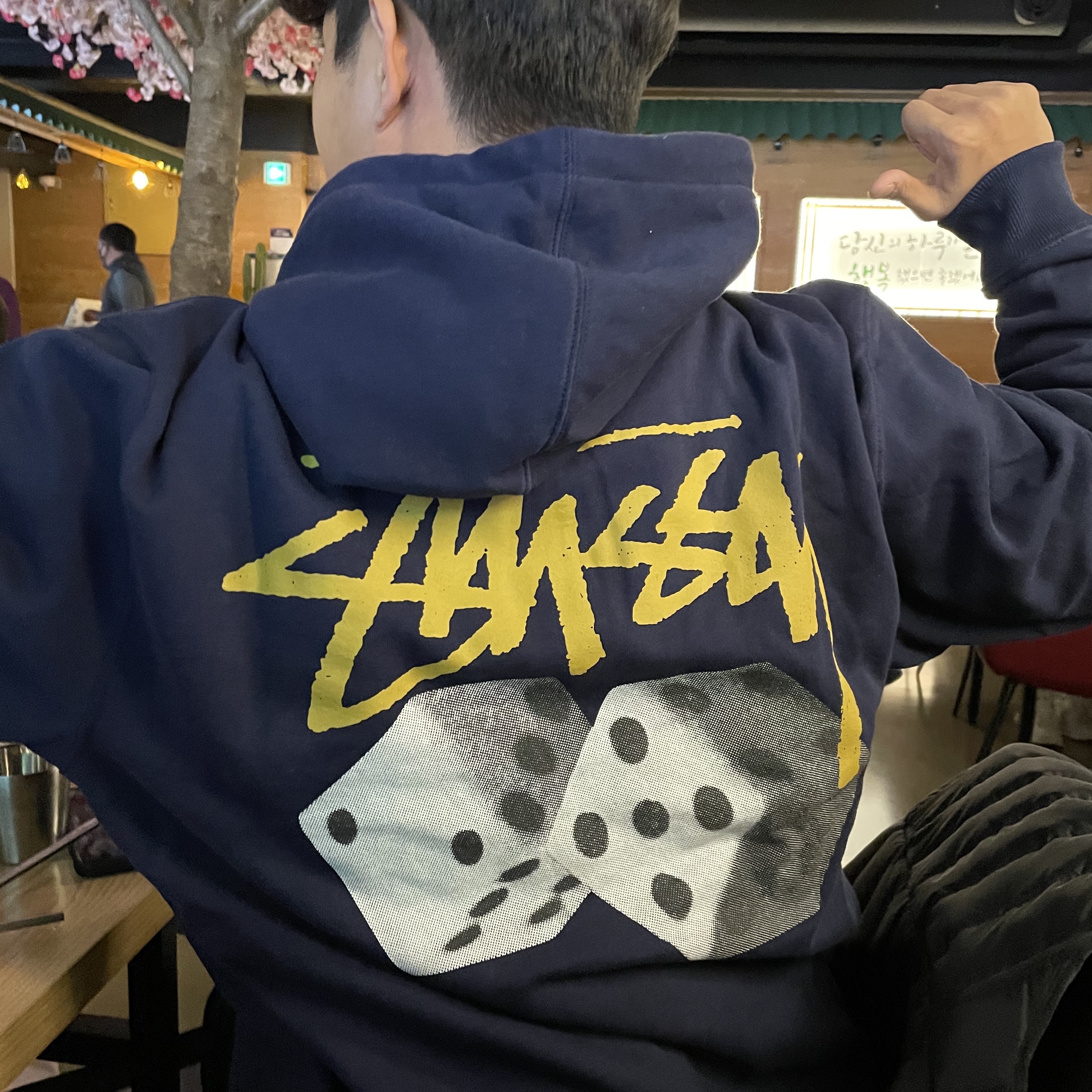 Stussy Roll The Dice Hoodie Navy 착용 스타일