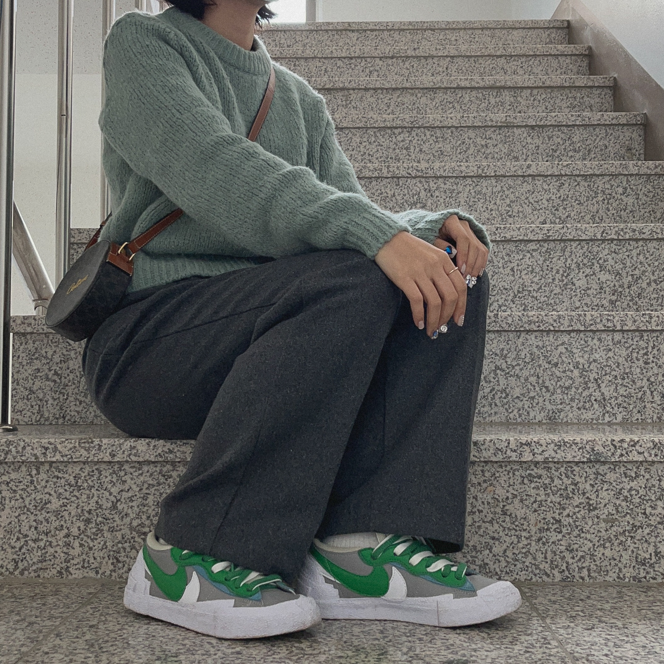 Nike x Sacai Blazer Low Classic Green 착용 스타일