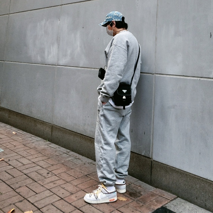 Nike x Stussy NRG ZR Fleece Crewneck Heather Grey - US/EU, Nike x Stussy NRG ZR Fleece Pants Heather Grey - US/EU 착용 스타일 - 2