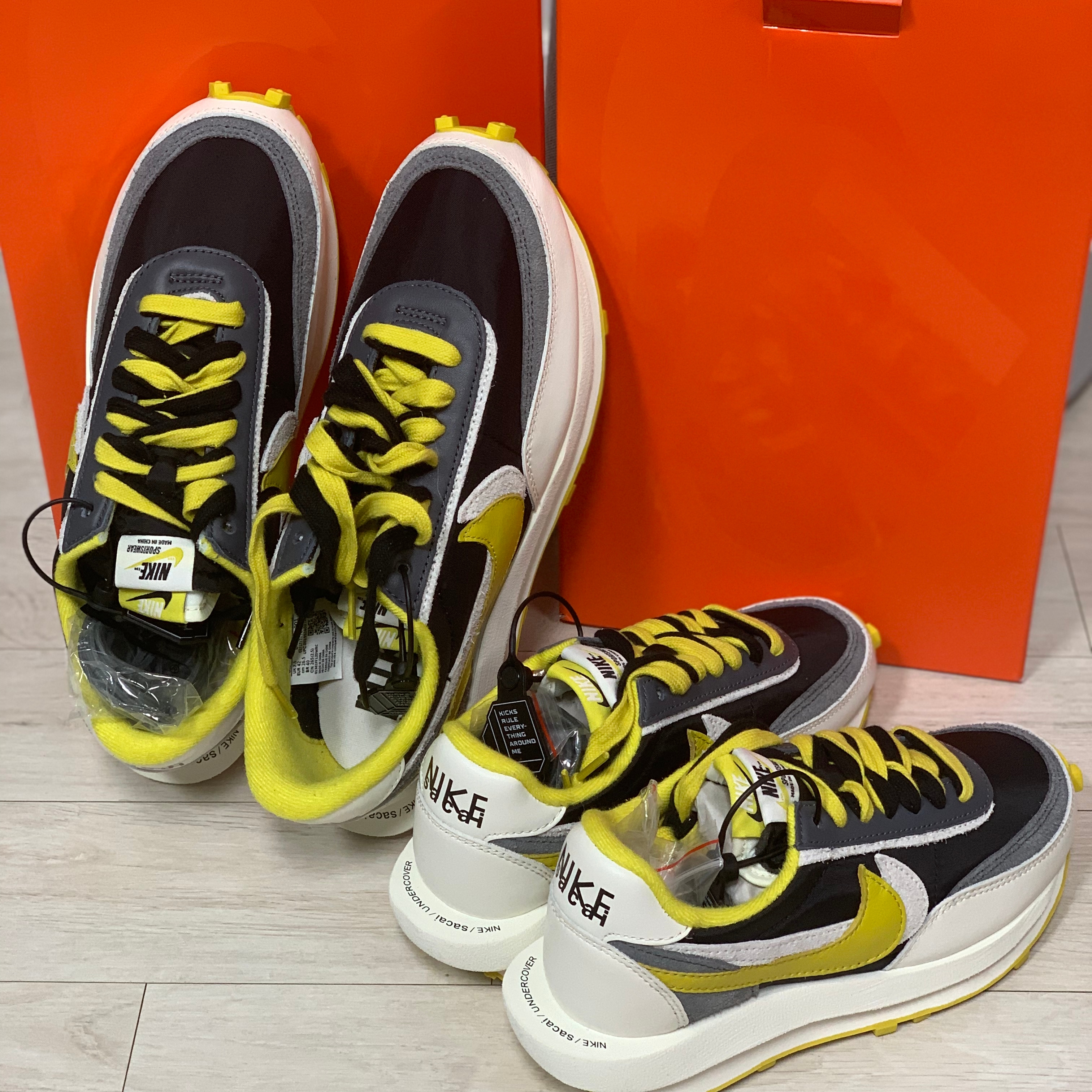 Nike x Sacai x Undercover LDWaffle Black Bright Citron 착용 스타일 - 1