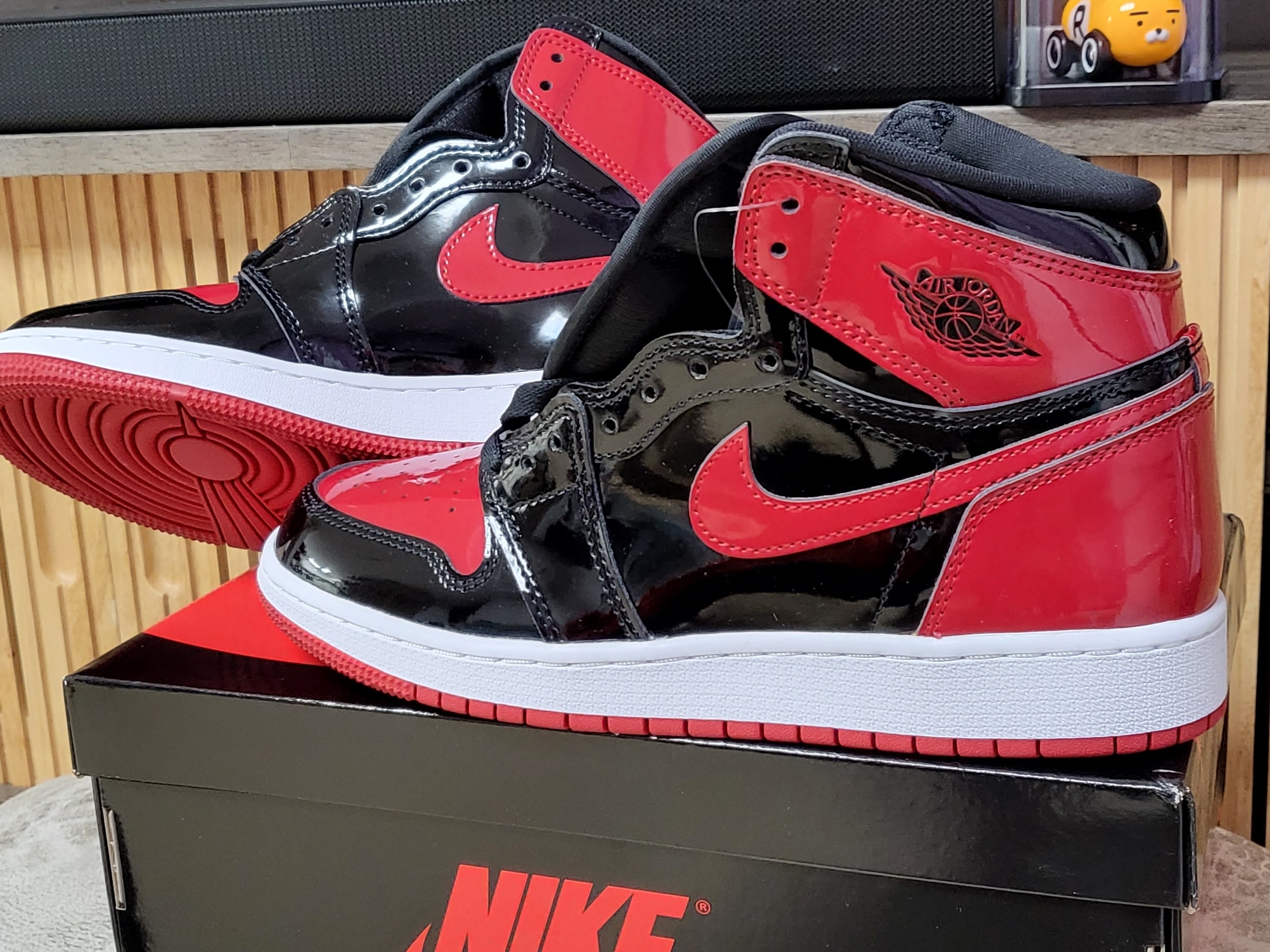 (GS) Jordan 1 Retro High OG Patent Bred 착용 스타일 - 2
