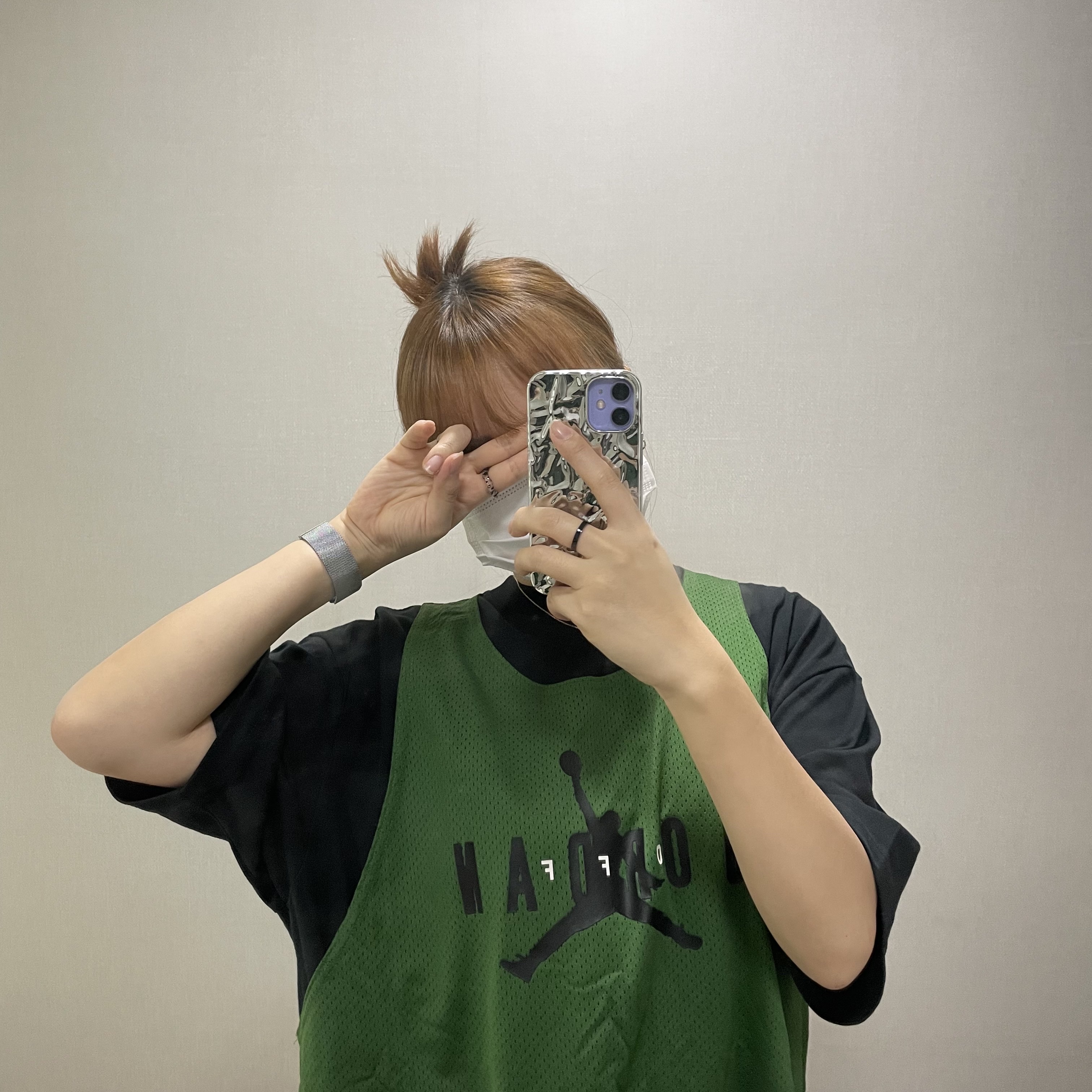 Jordan x Off-White S/S Top Forest Green Black - Asia 착용 스타일