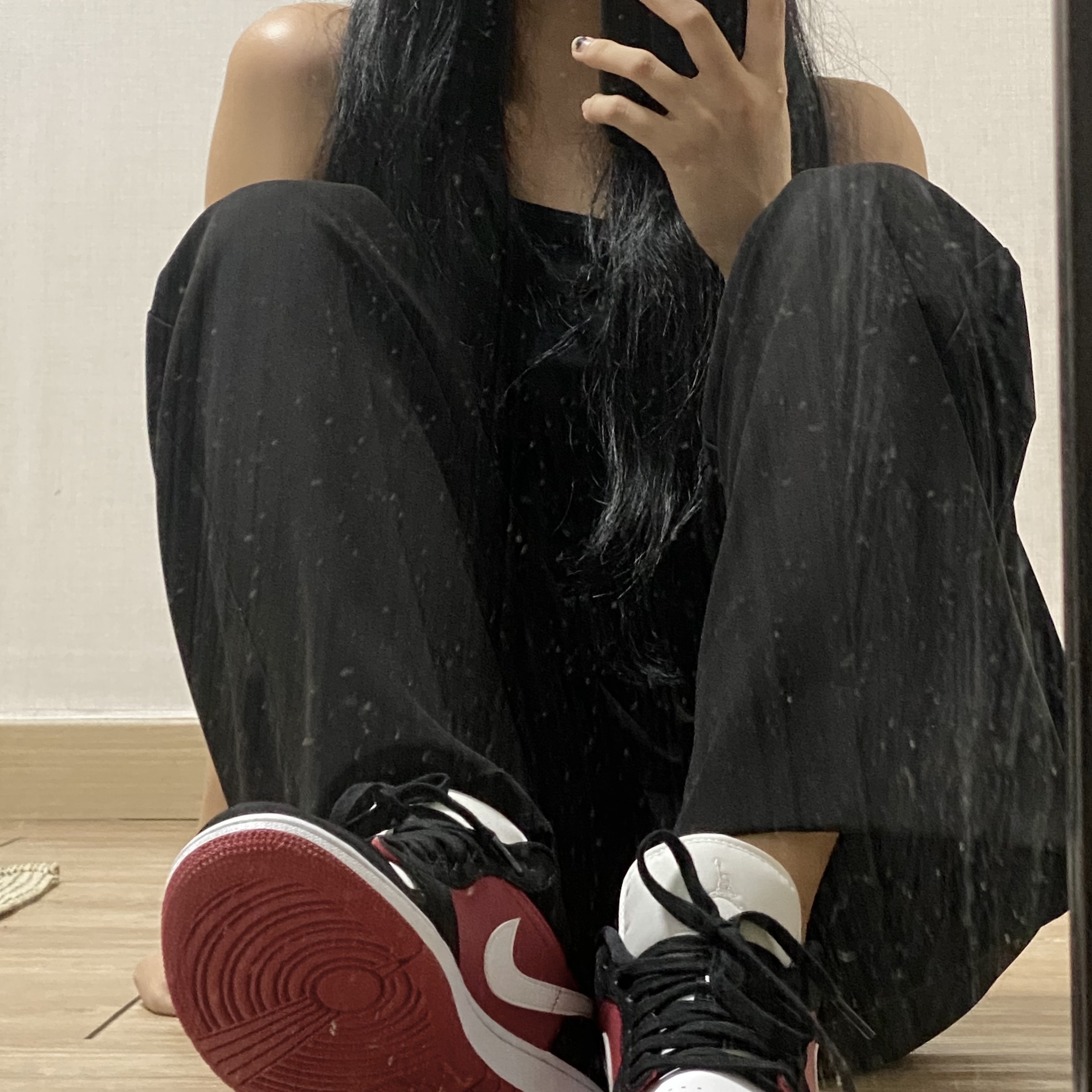 (W) Jordan 1 Low Gym Red Black White 착용 스타일