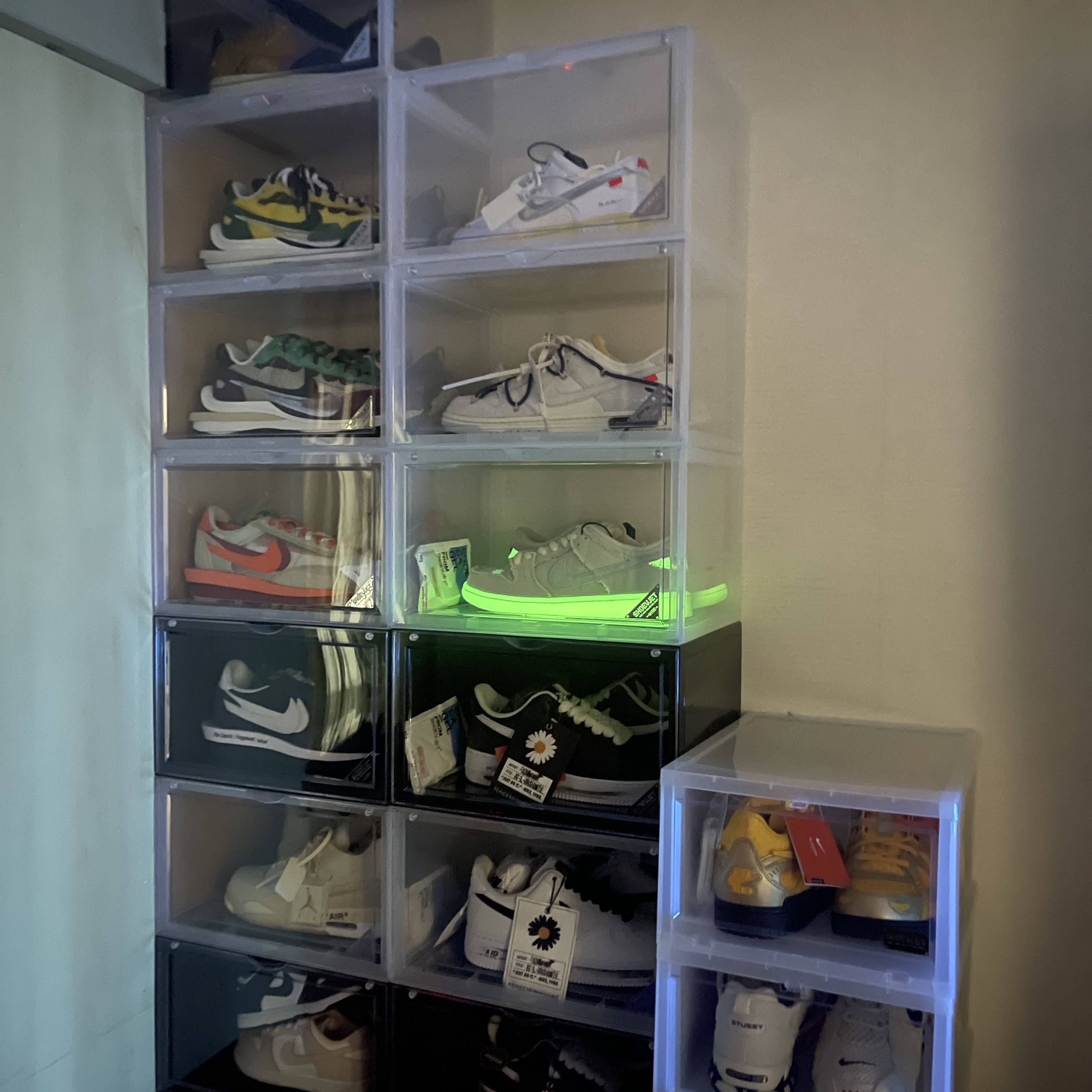 Nike x Sacai x Fragment LDWaffle Blackened Blue, Nike x Sacai x Clot LDWaffle Orange Blaze 착용 스타일