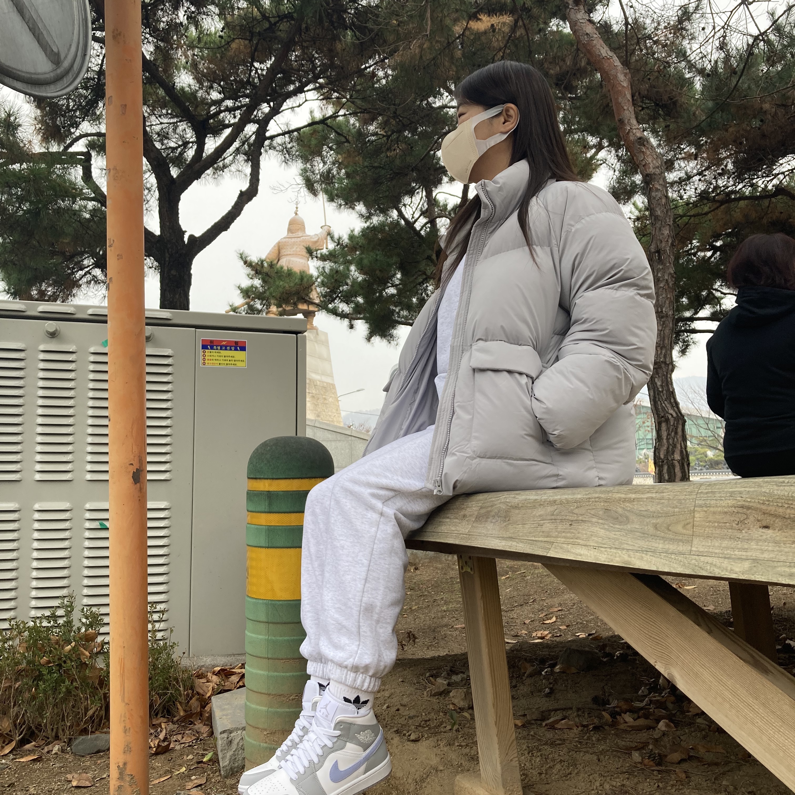 (W) Jordan 1 Mid Wolf Grey 착용 스타일