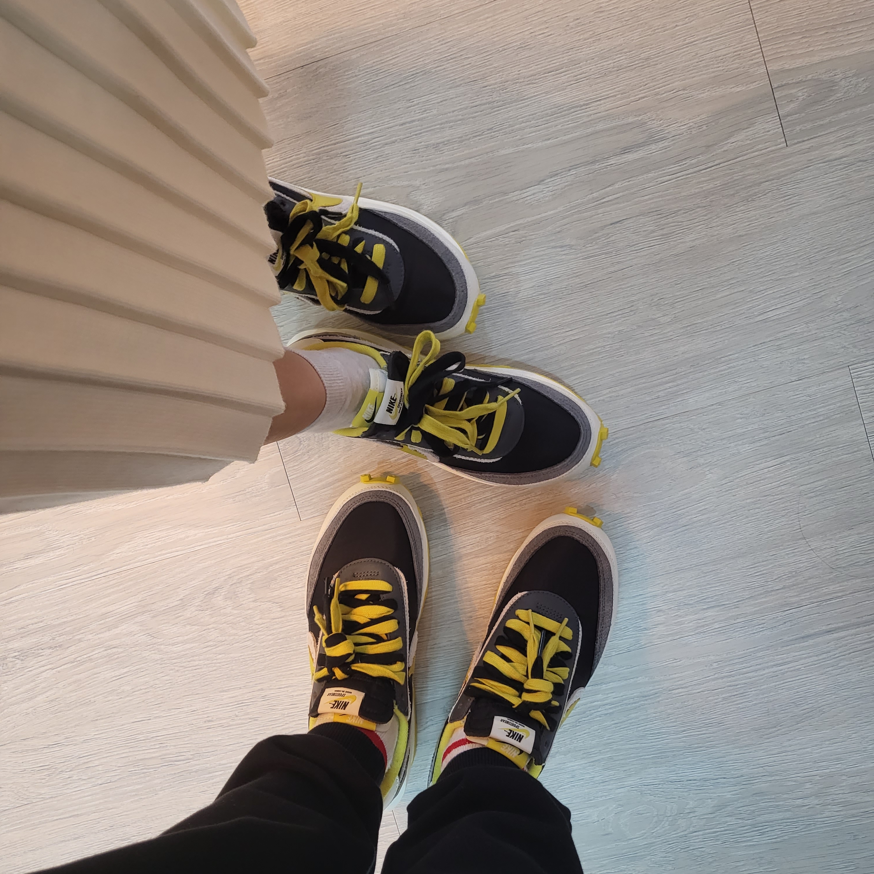 Nike x Sacai x Undercover LDWaffle Black Bright Citron 착용 스타일 - 3