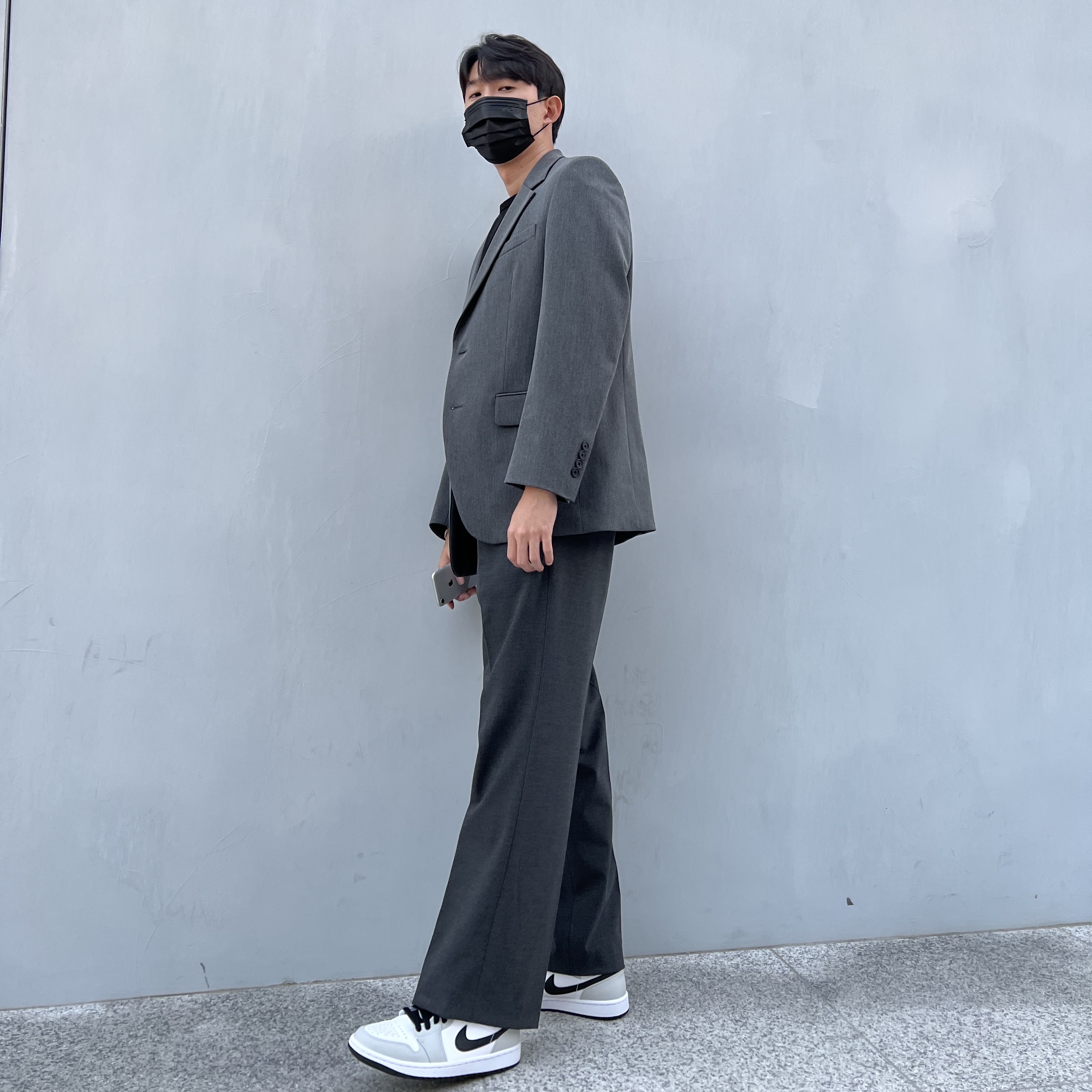 (W) Jordan 1 Mid Grey Fog 착용 스타일