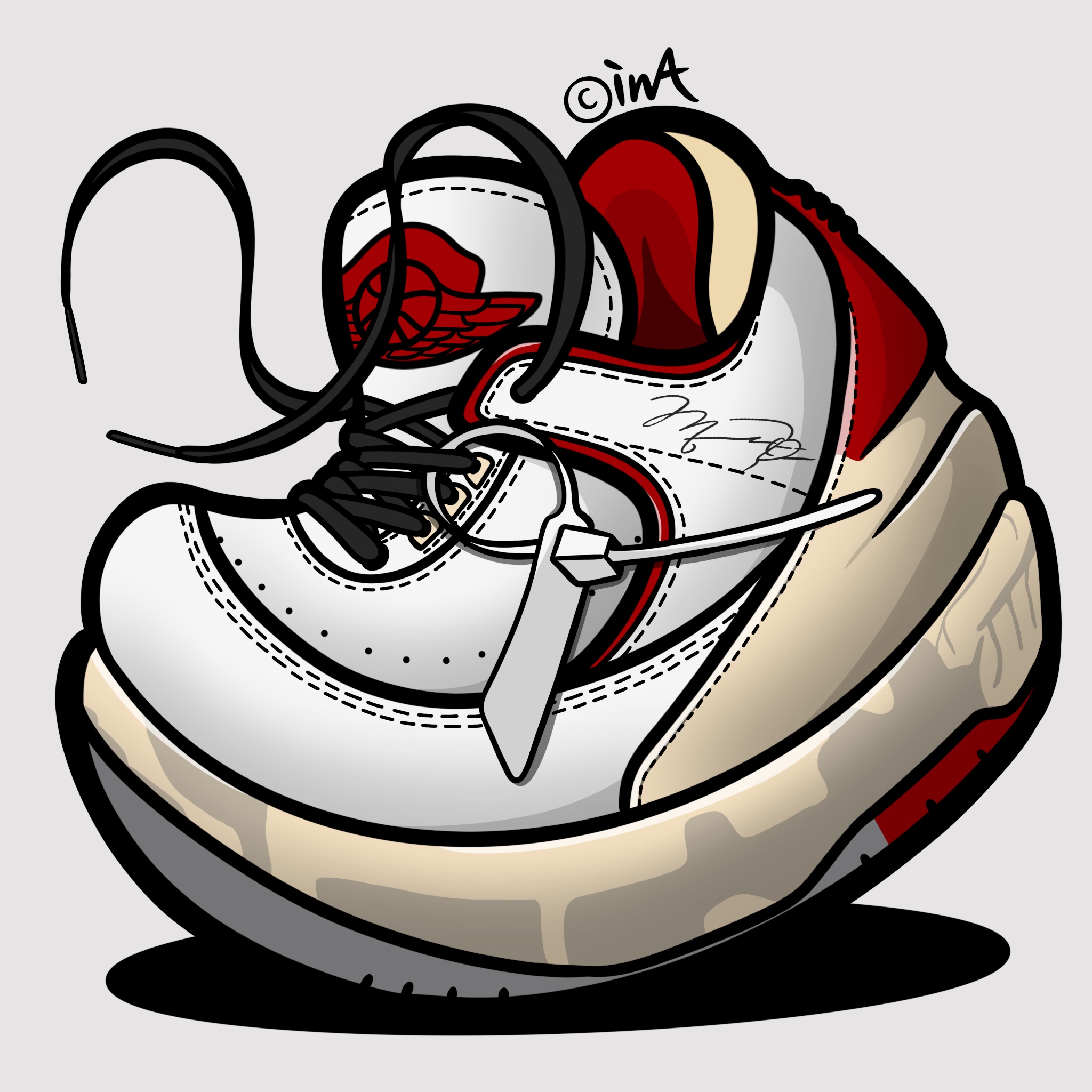 Jordan 2 x Off-White Retro Low SP White and Varsity Red, Jordan 2 x Off-White Retro Low SP Black and Varsity Royal 착용 스타일 - 1