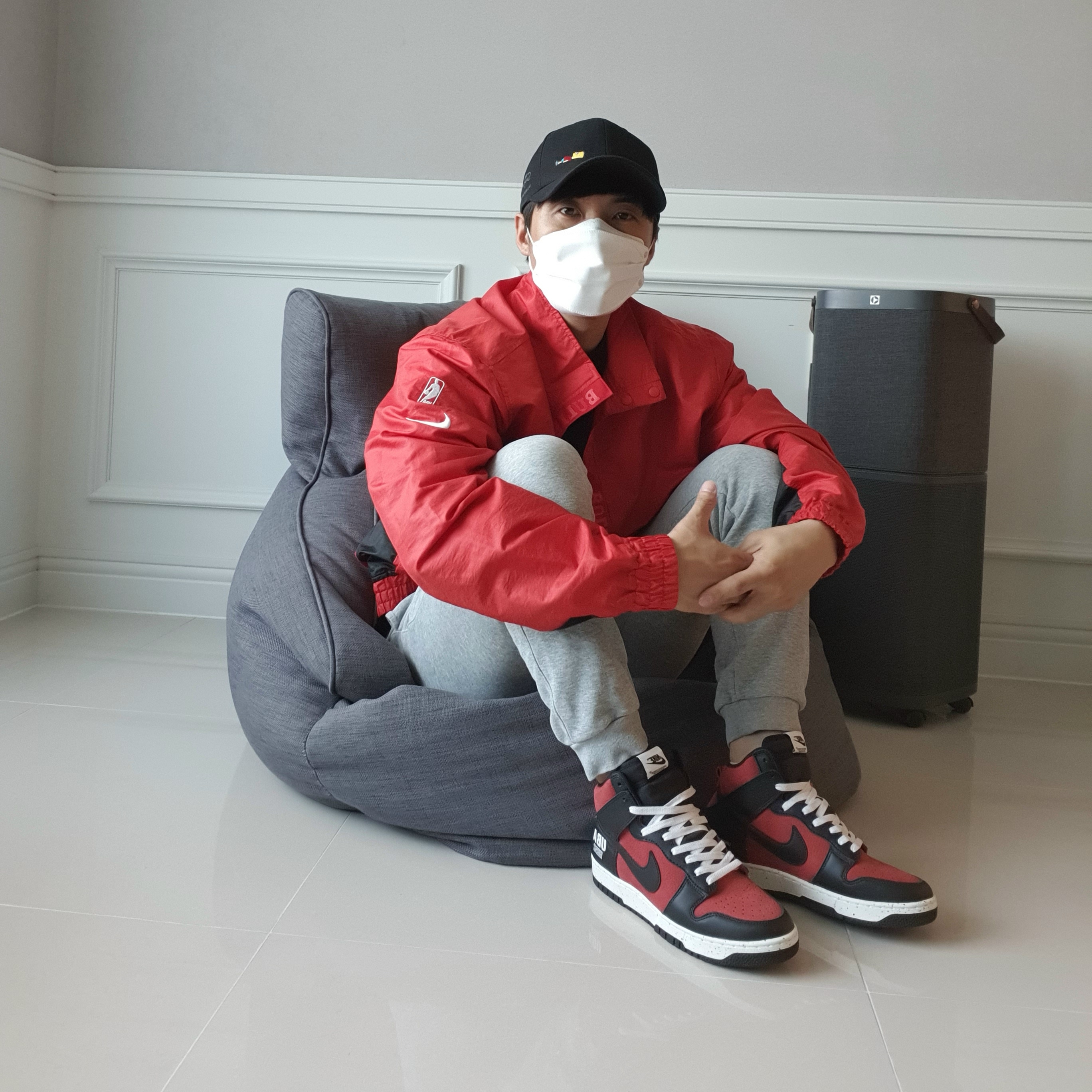 Nike x Undercover Dunk High 1985 Gym Red 착용 스타일