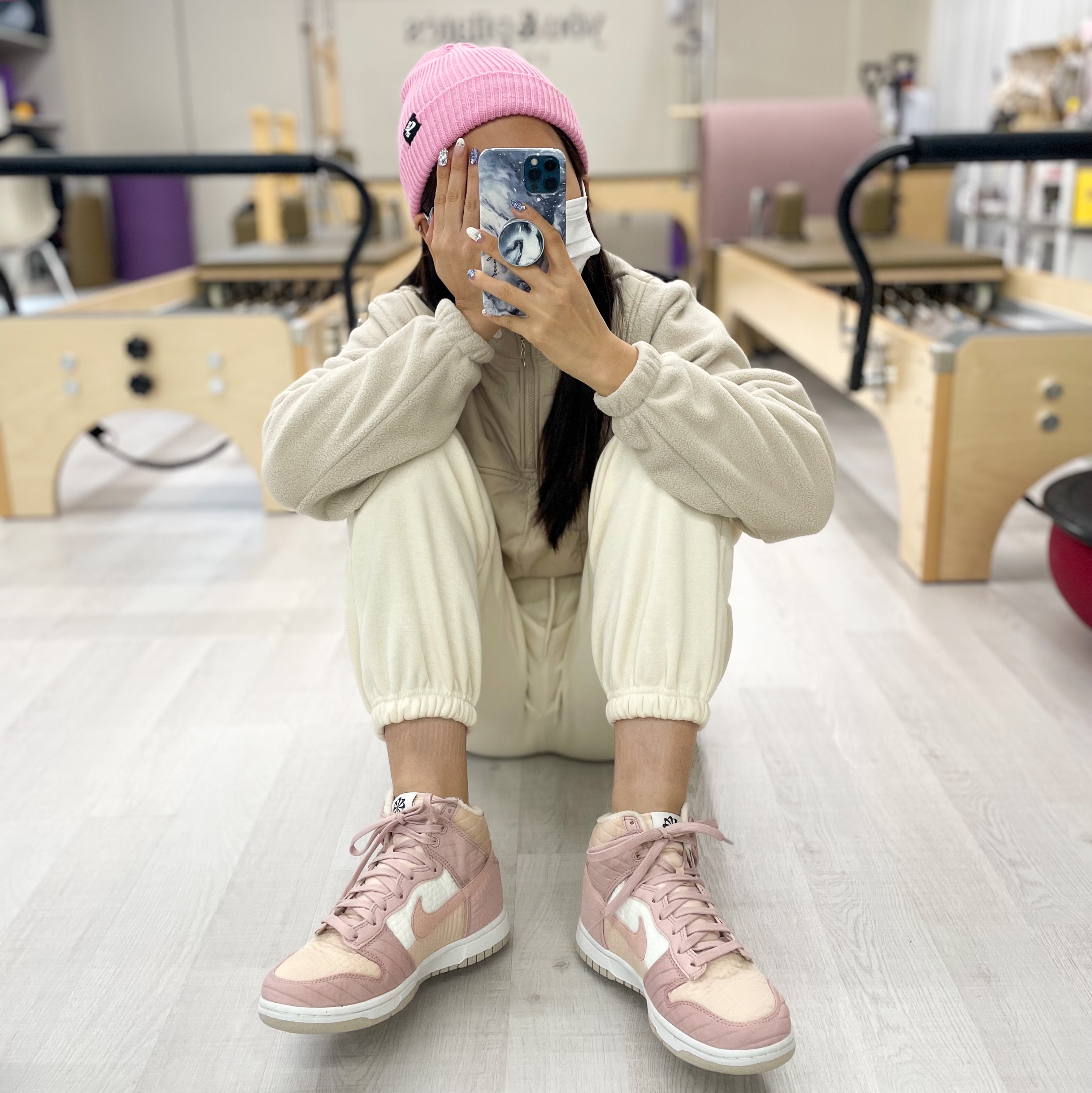 (W) Nike Dunk High Next Nature Pink Oxford 착용 스타일 - 4