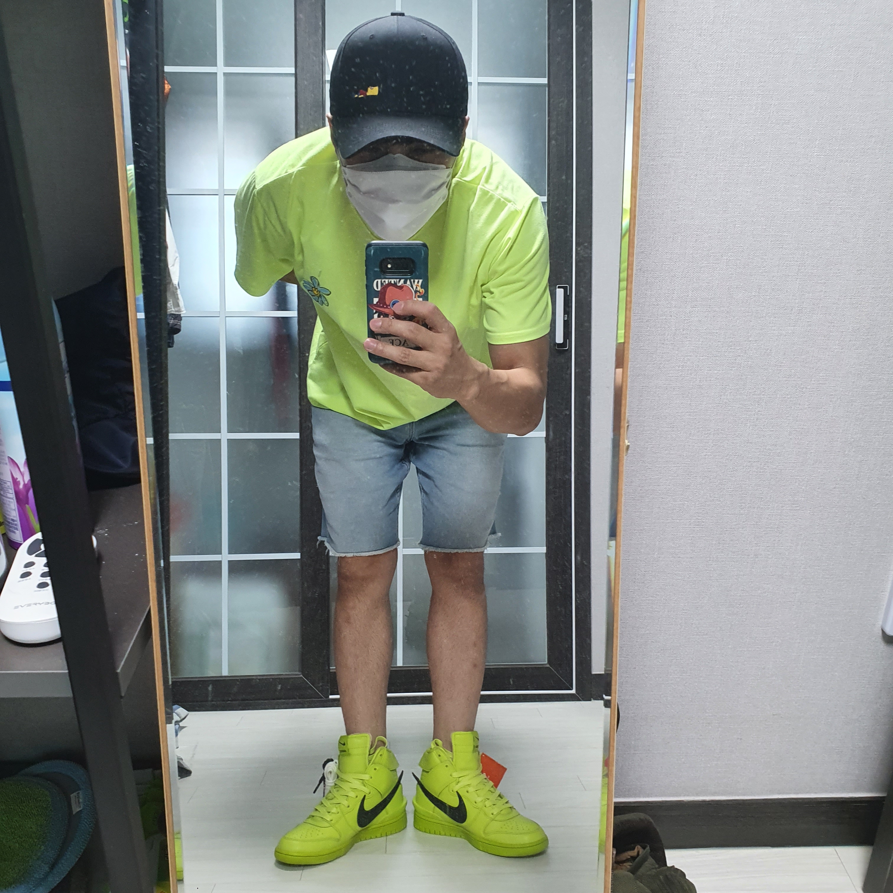 Nike x Ambush Dunk High Flash Lime 착용 스타일