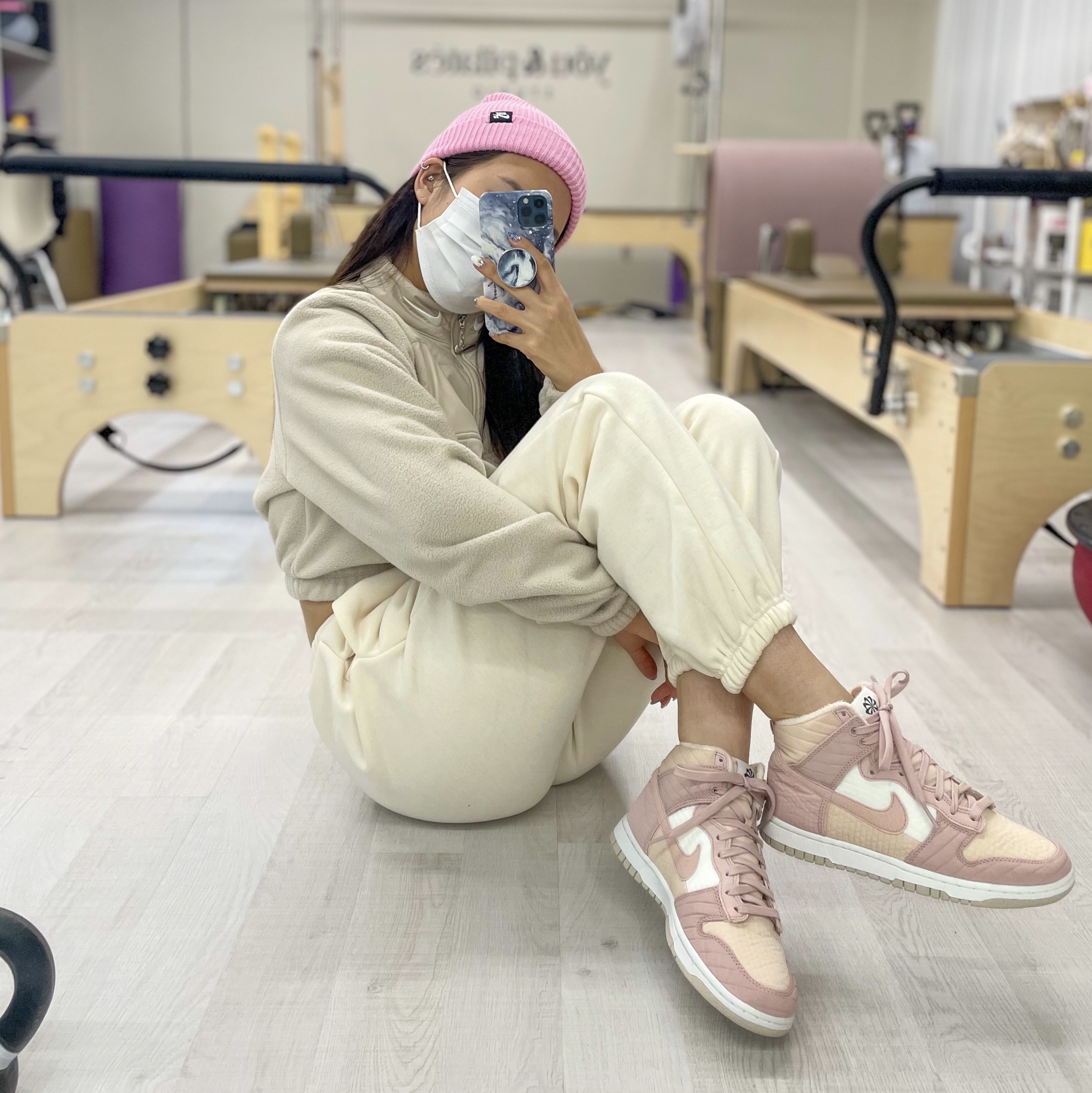 (W) Nike Dunk High Next Nature Pink Oxford 착용 스타일 - 2