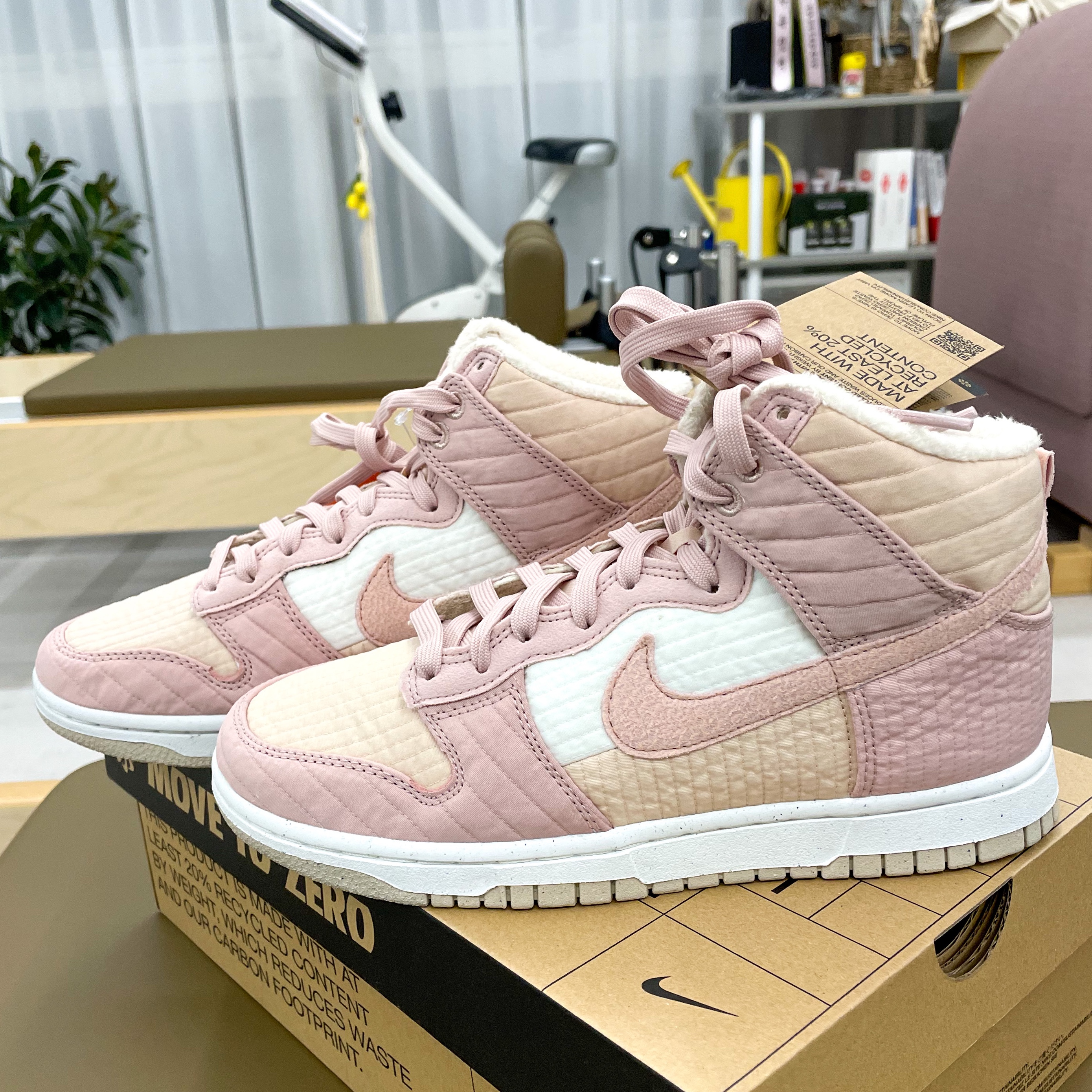 (W) Nike Dunk High Next Nature Pink Oxford 착용 스타일 - 5