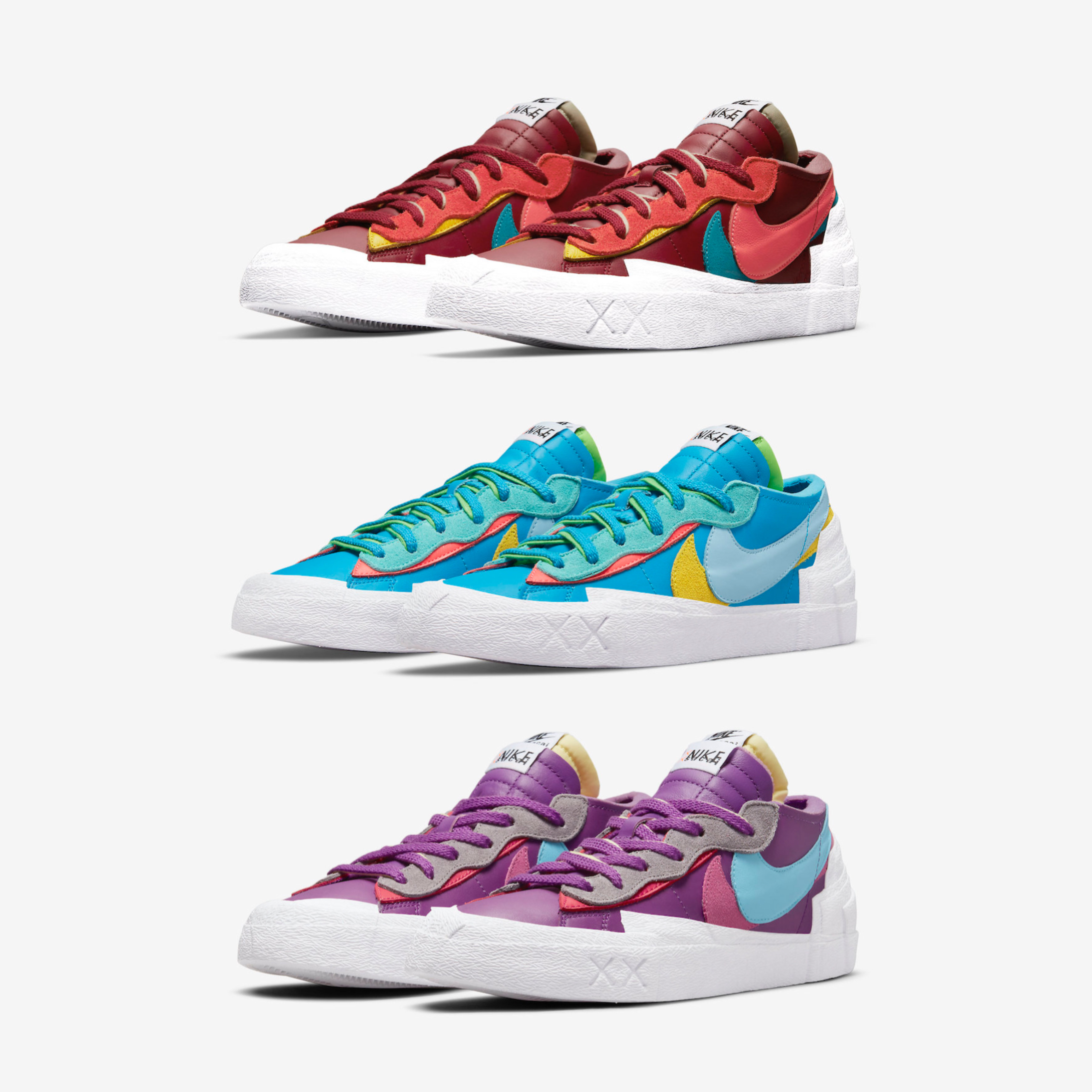 Nike x Sacai x Kaws Blazer Low Neptune Blue, Nike x Sacai x Kaws Blazer Low Team Red 착용 스타일 - 2