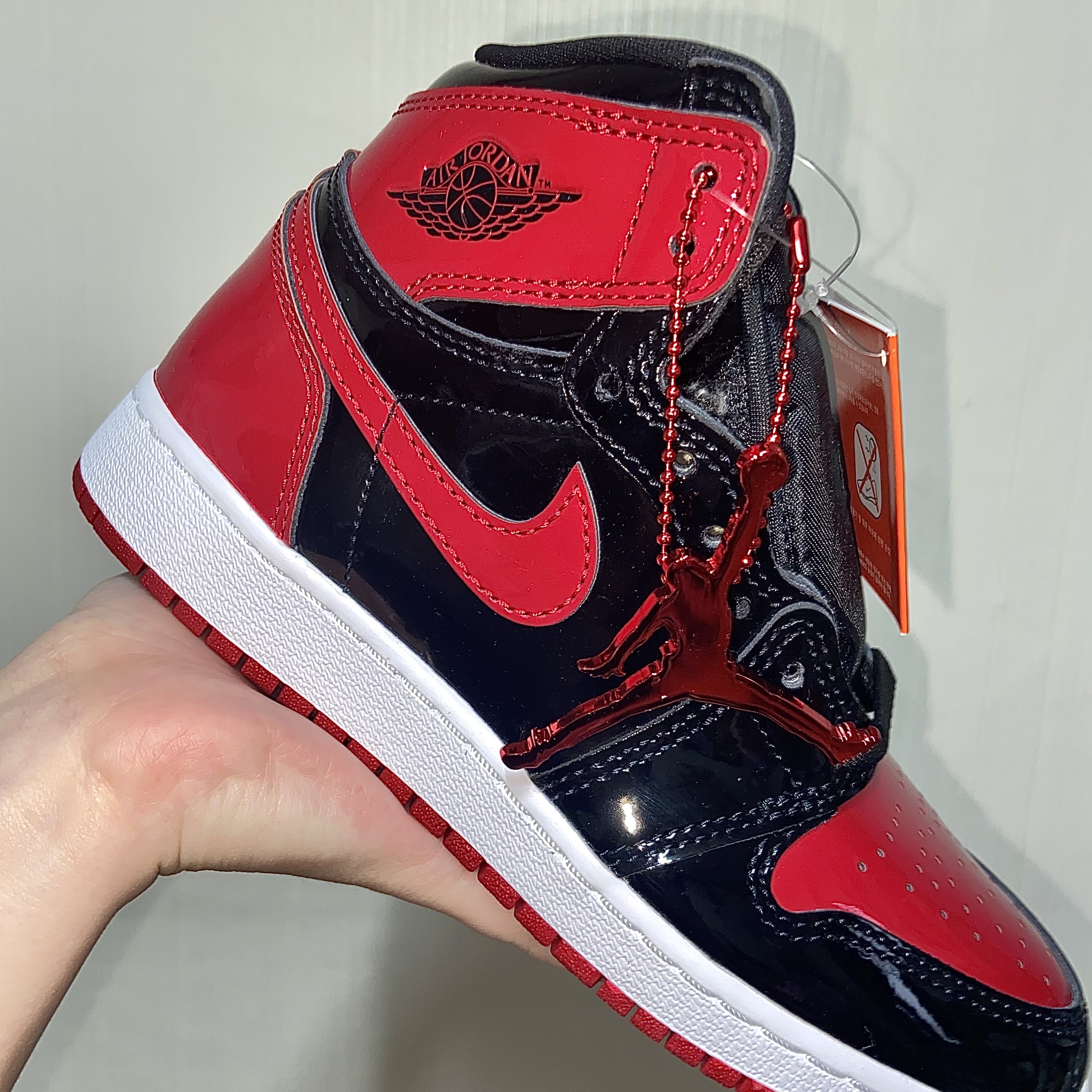 (GS) Jordan 1 Retro High OG Patent Bred 착용 스타일 - 1