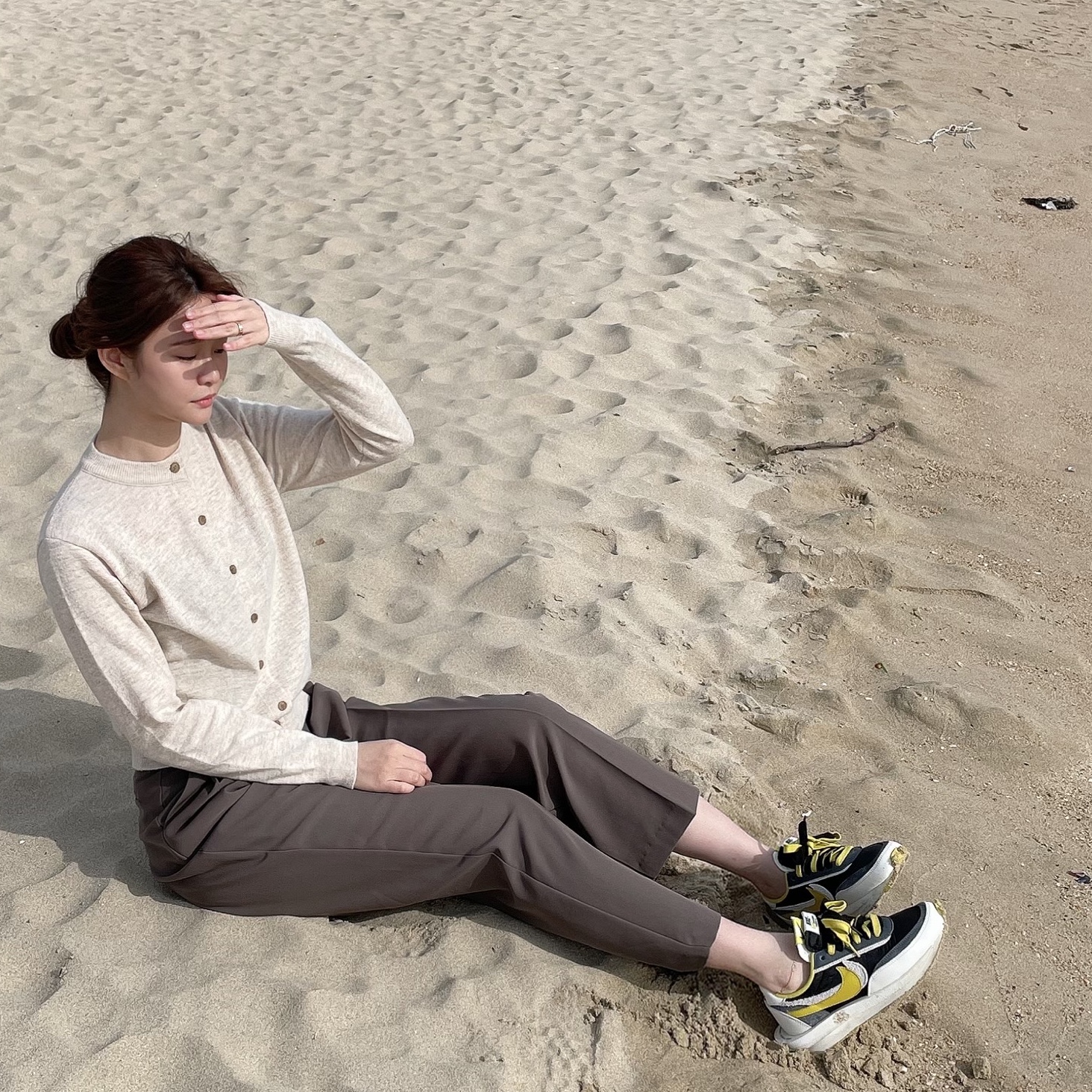 Nike x Sacai x Undercover LDWaffle Black Bright Citron 착용 스타일 - 2