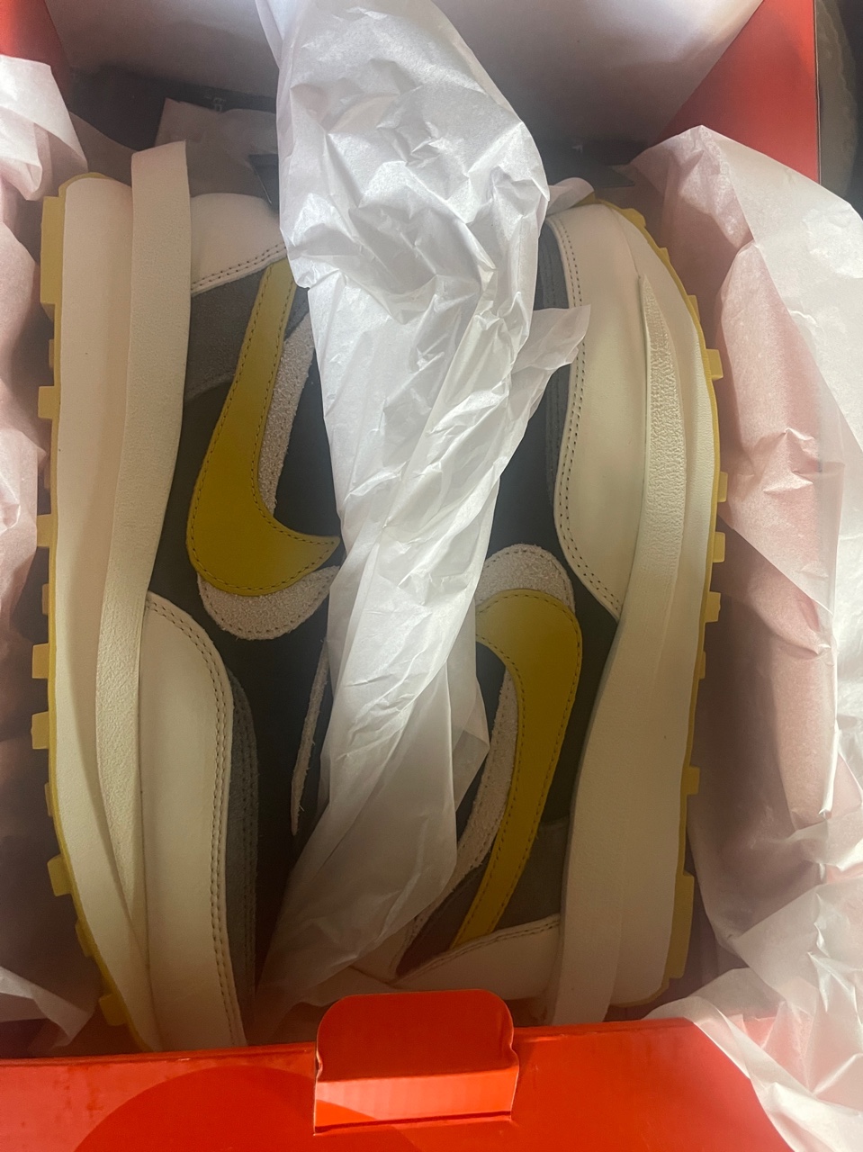 Nike x Sacai x Undercover LDWaffle Black Bright Citron, Nike x Sacai x Fragment LDWaffle Light Smoke Grey 착용 스타일 - 1