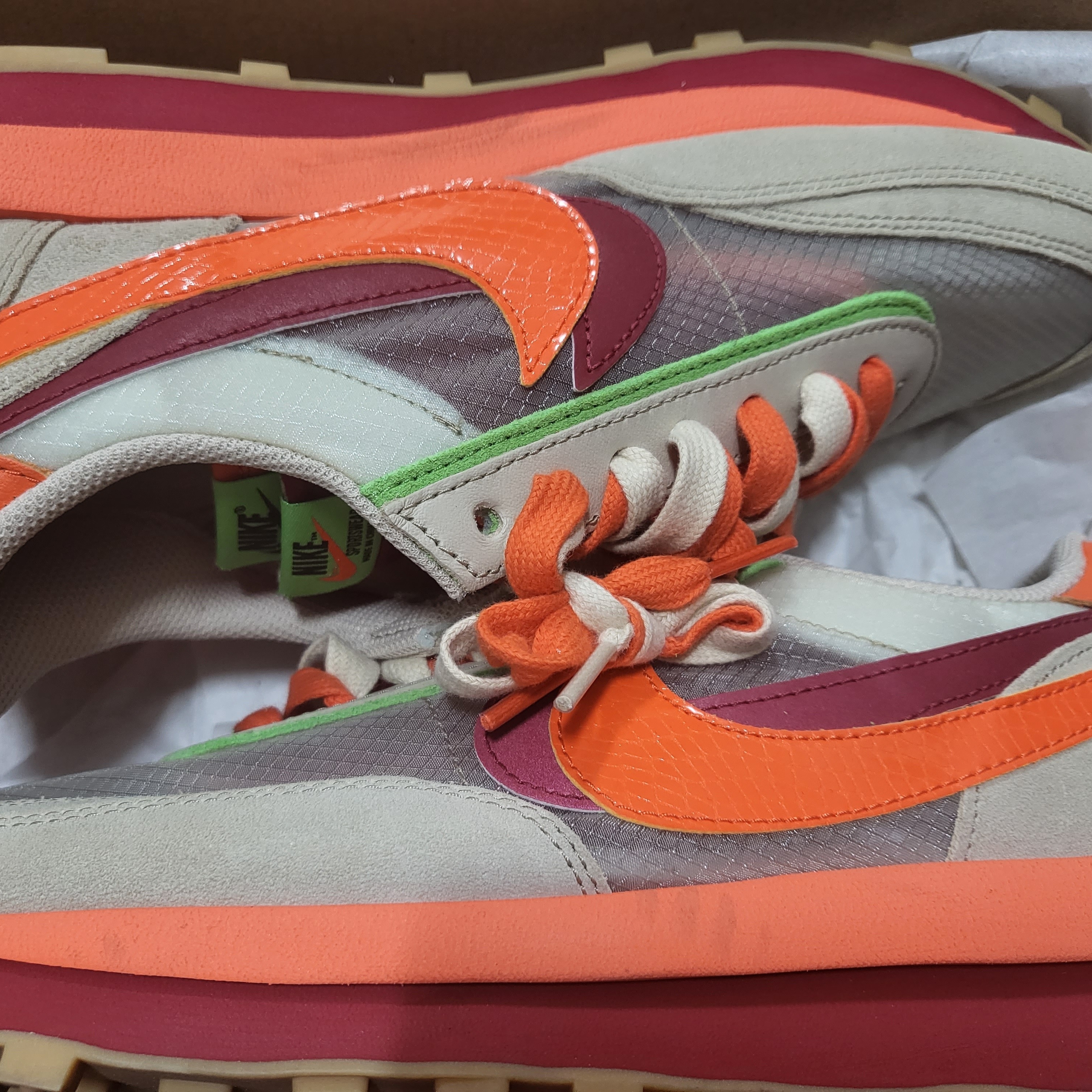 Nike x Sacai x Clot LDWaffle Orange Blaze 착용 스타일 - 2
