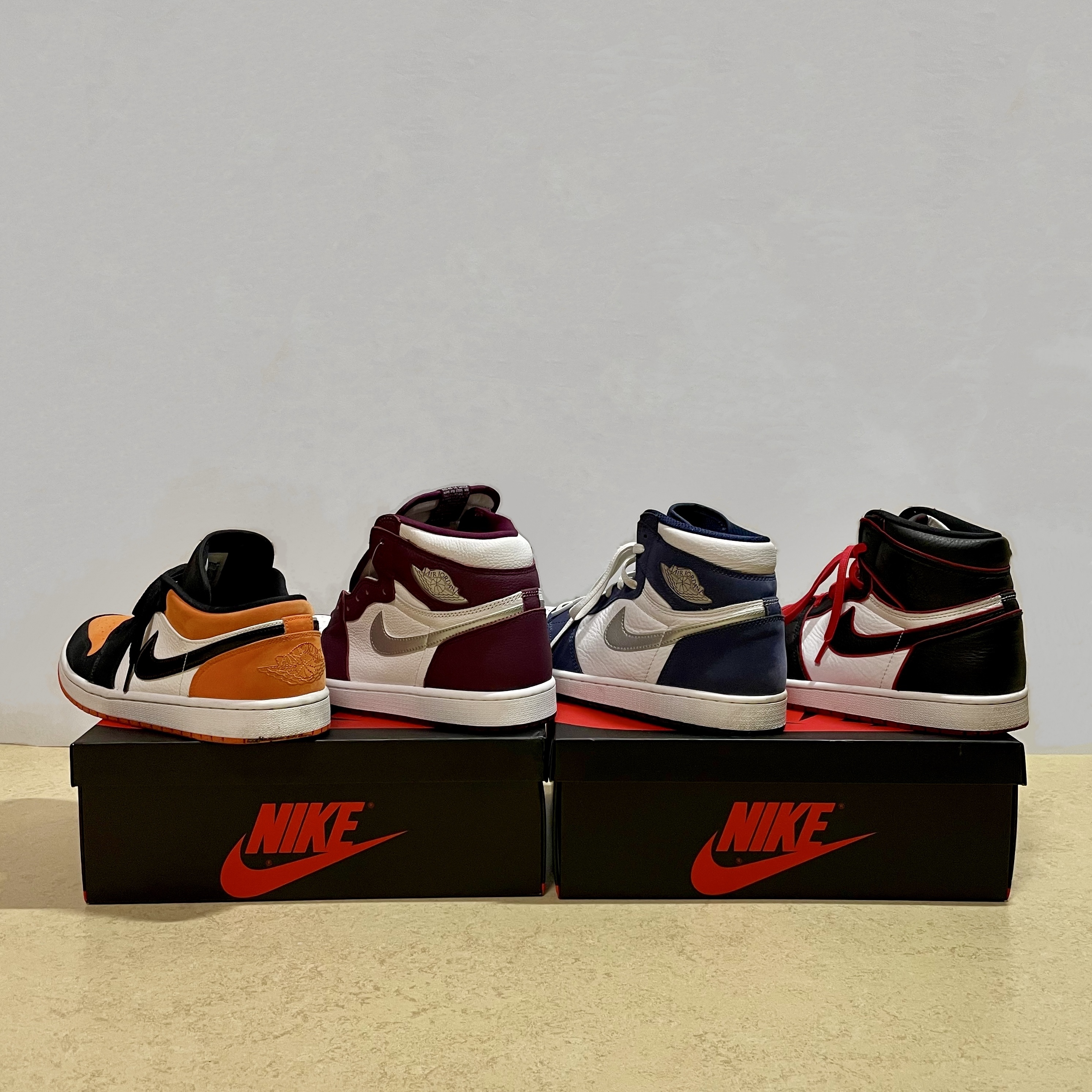 Jordan 1 Retro High OG Bordeaux, Jordan 1 Retro High OG CO.JP Midnight Navy 착용 스타일