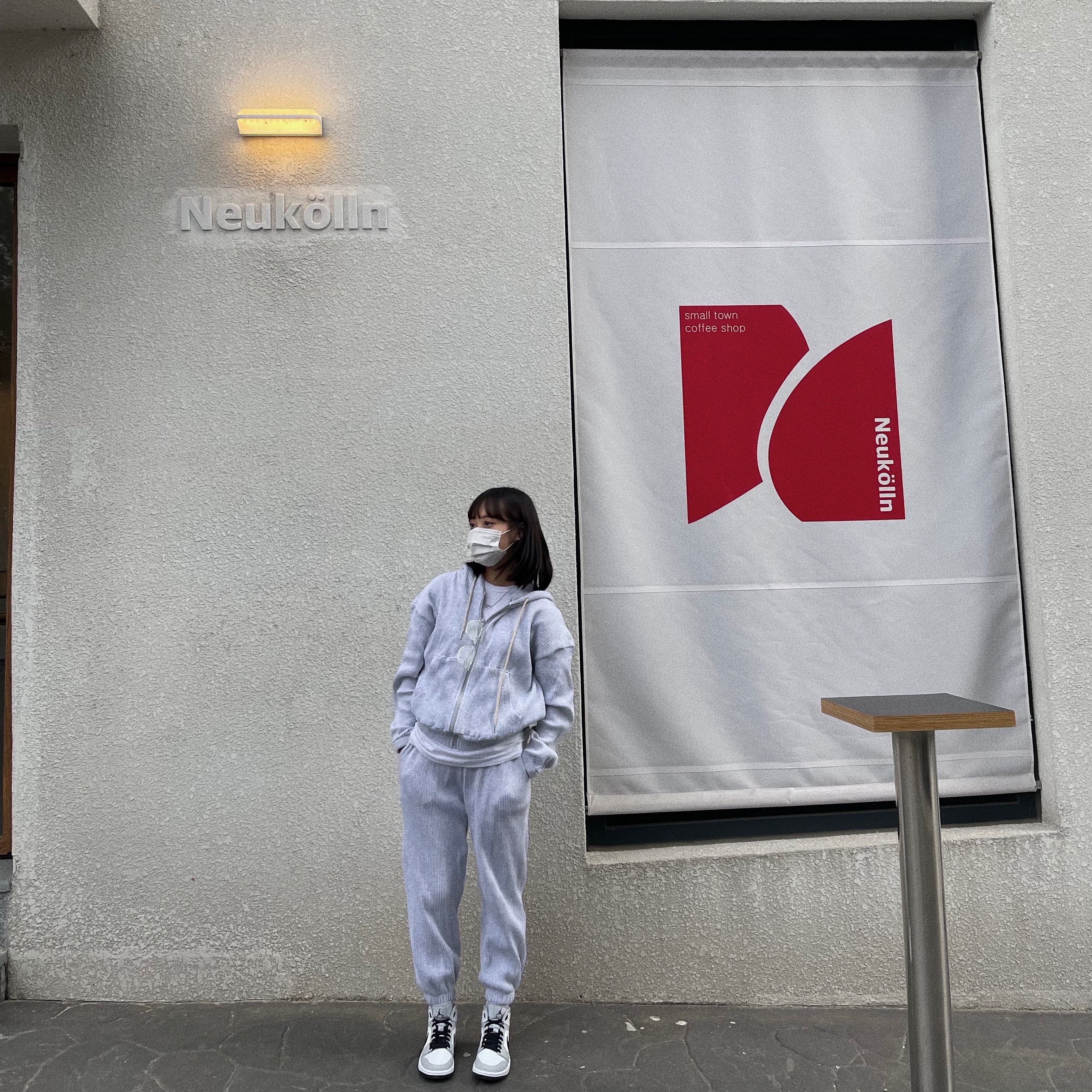 (W) Jordan 1 Mid Grey Fog 착용 스타일 - 2