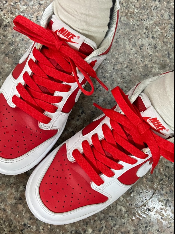 (GS) Nike Dunk Low Retro Championship Red 착용 스타일 - 2