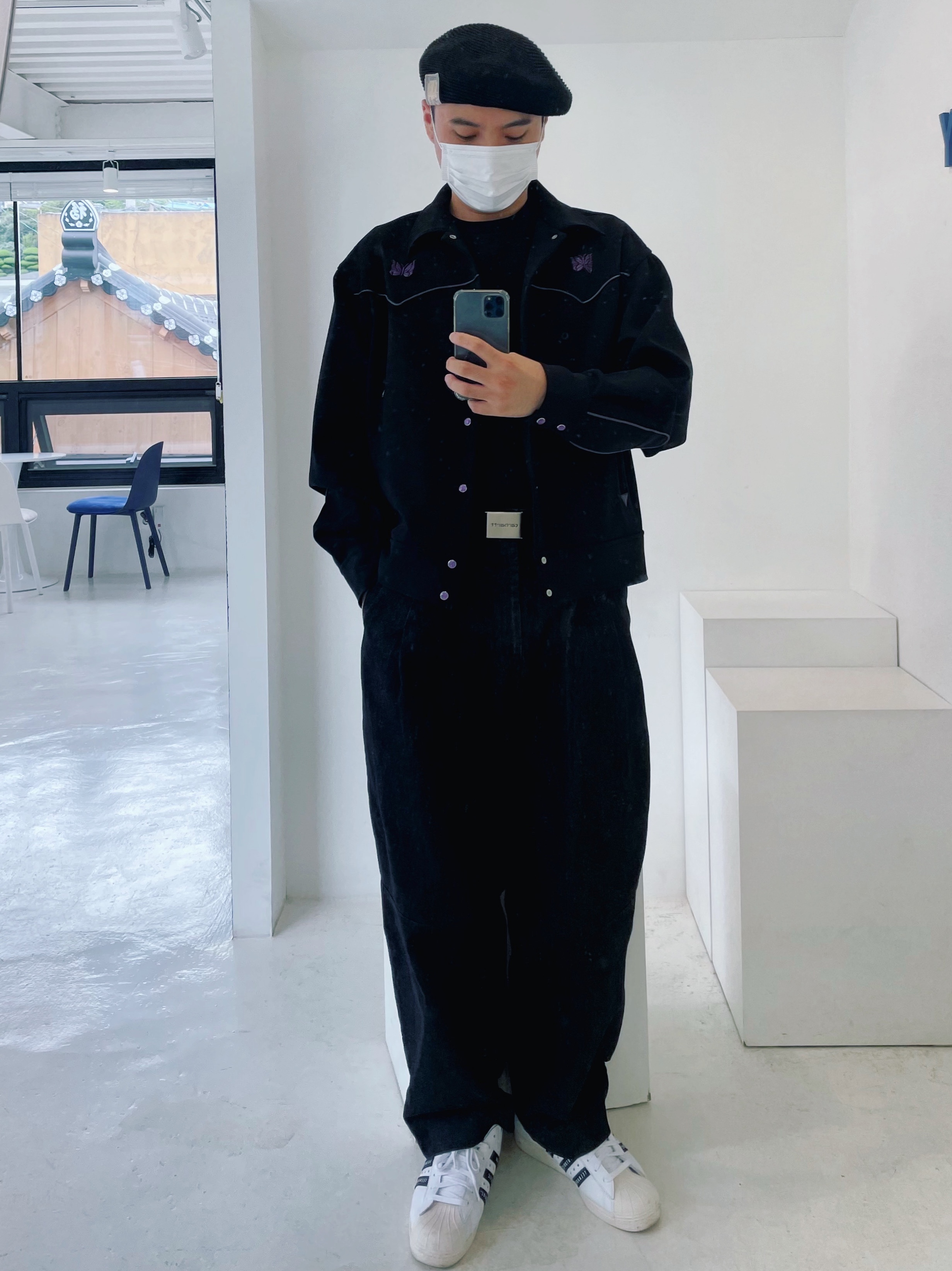 Adidas x Human Made Superstar White Black 착용 스타일