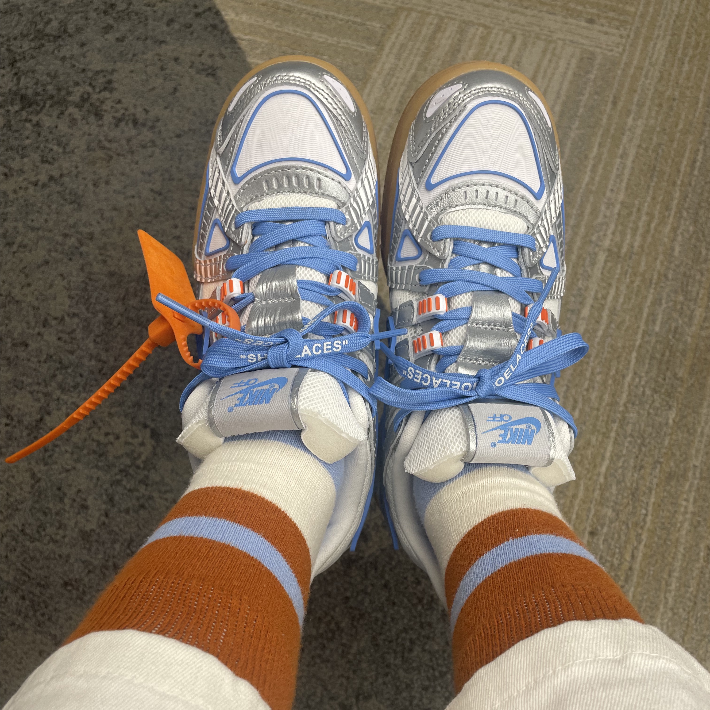 Nike x Off-White Air Rubber Dunk University Blue 착용 스타일
