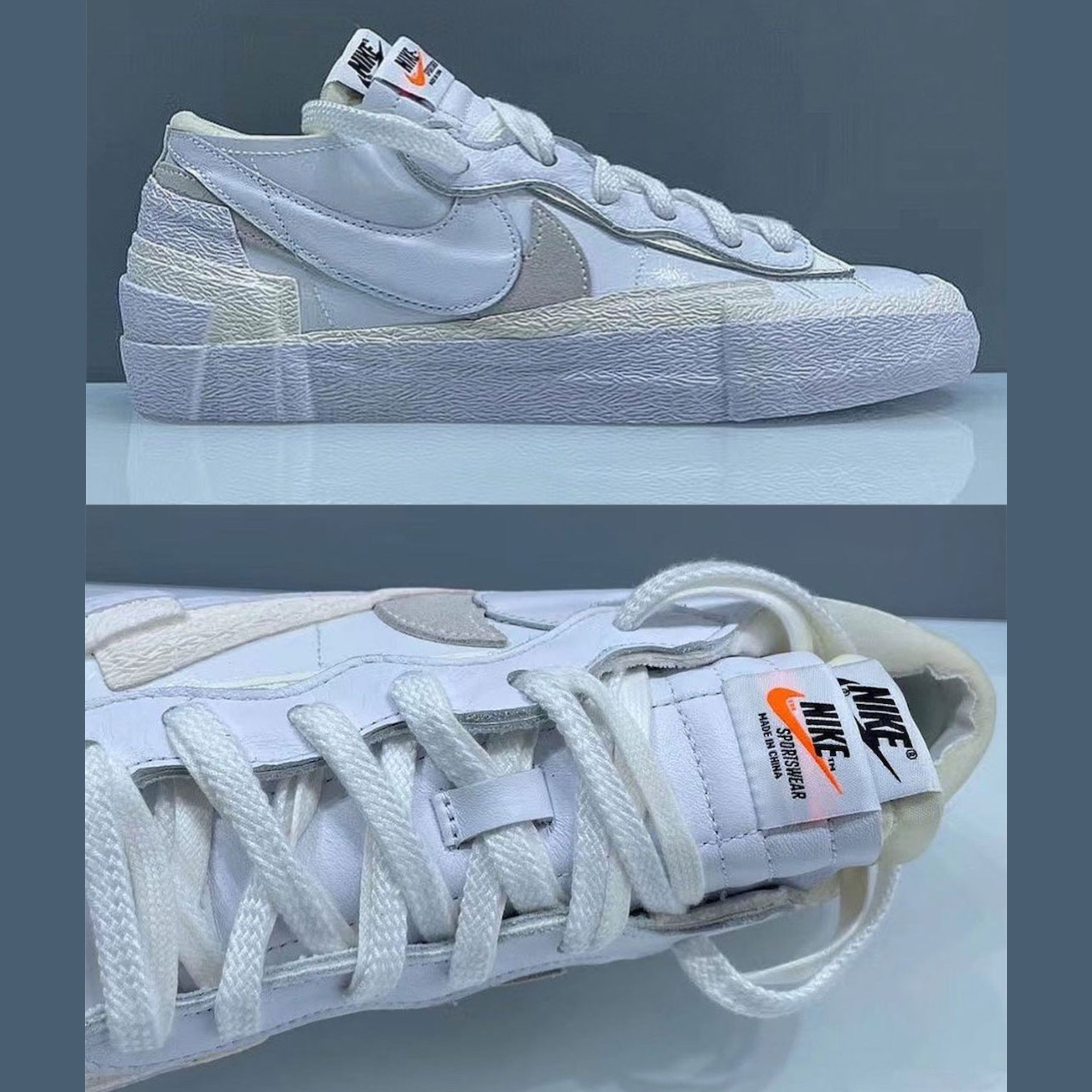 Nike x Sacai Blazer Low White Patent Leather 착용 스타일 - 3