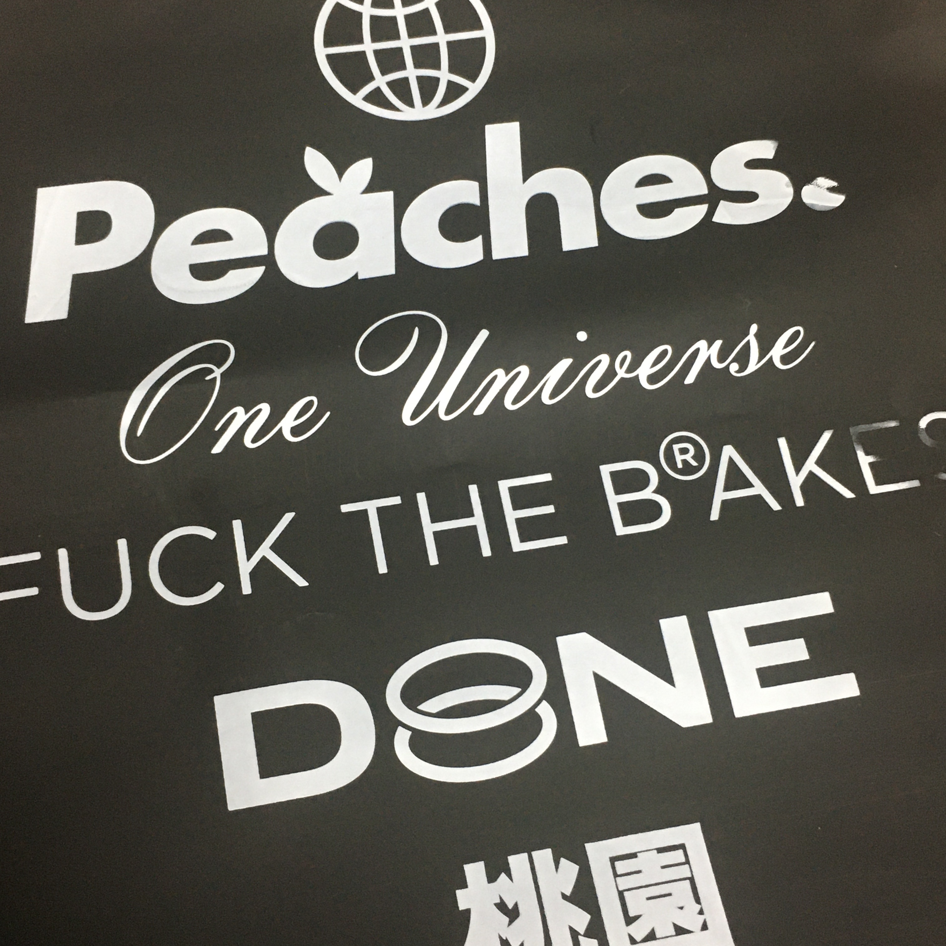 Peaches. Logo Slides Black 착용 스타일