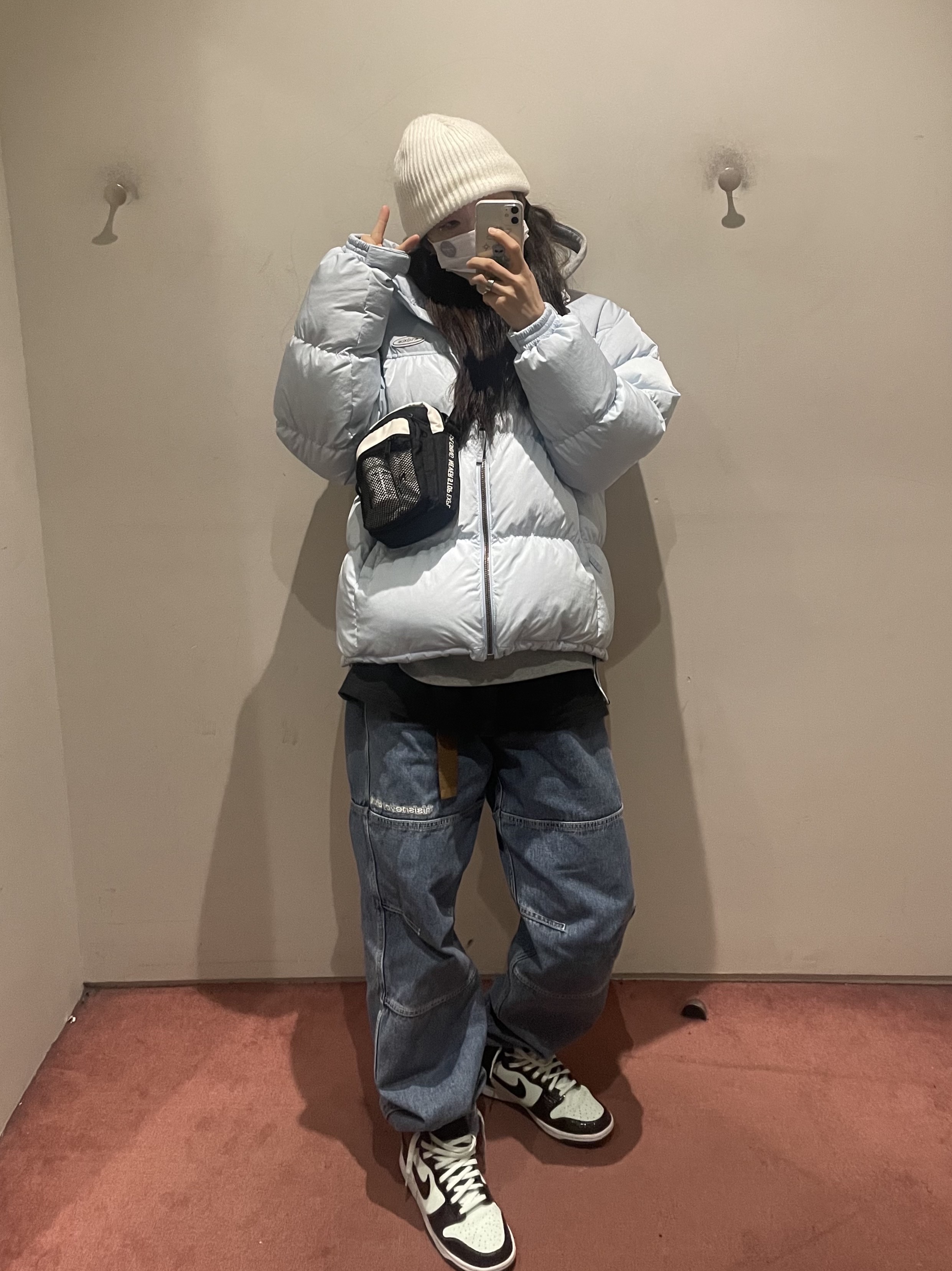 Nike Dunk High Barely Green, (GS) Nike Dunk High Barely Green 착용 스타일 - 1