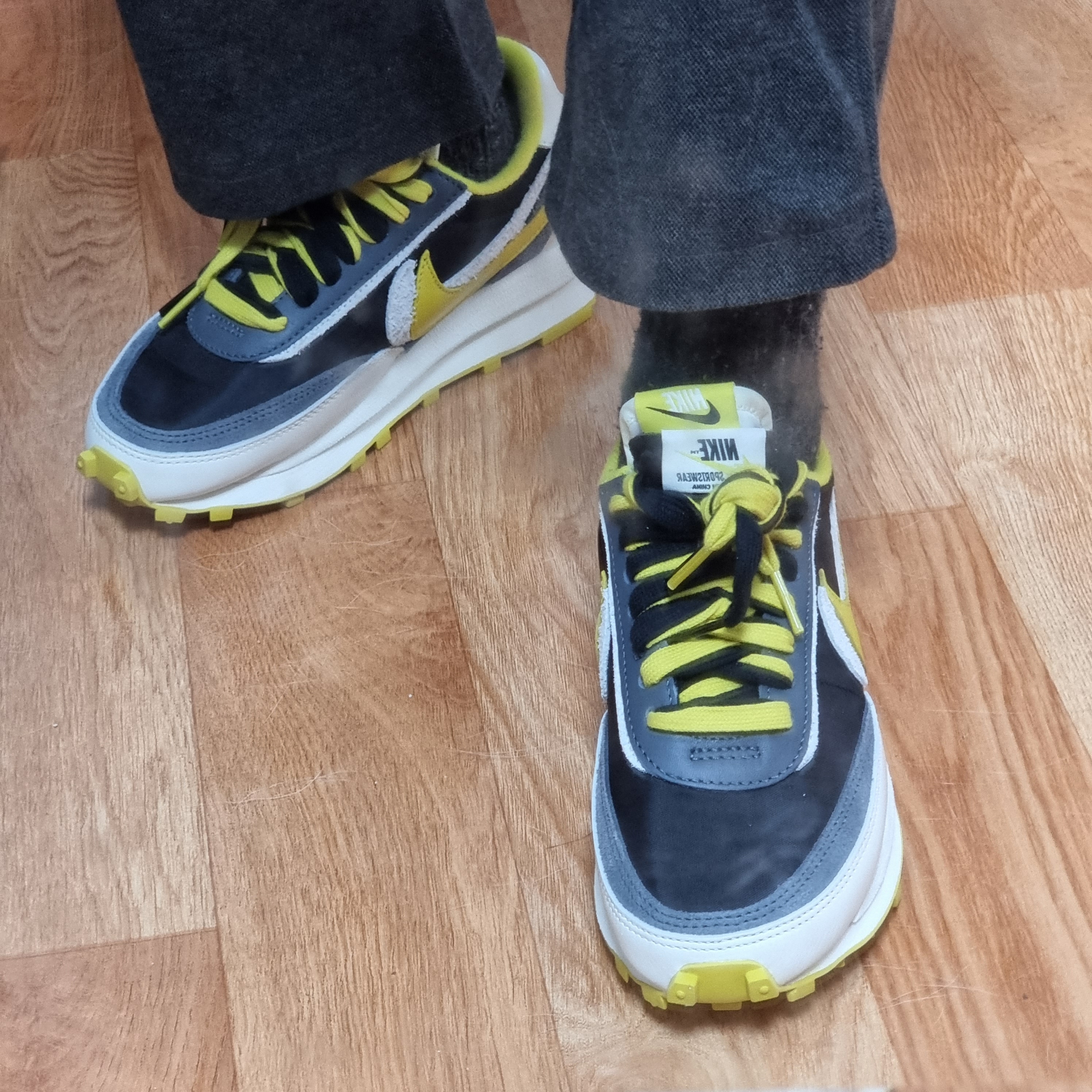 Nike x Sacai x Undercover LDWaffle Black Bright Citron 착용 스타일 - 2