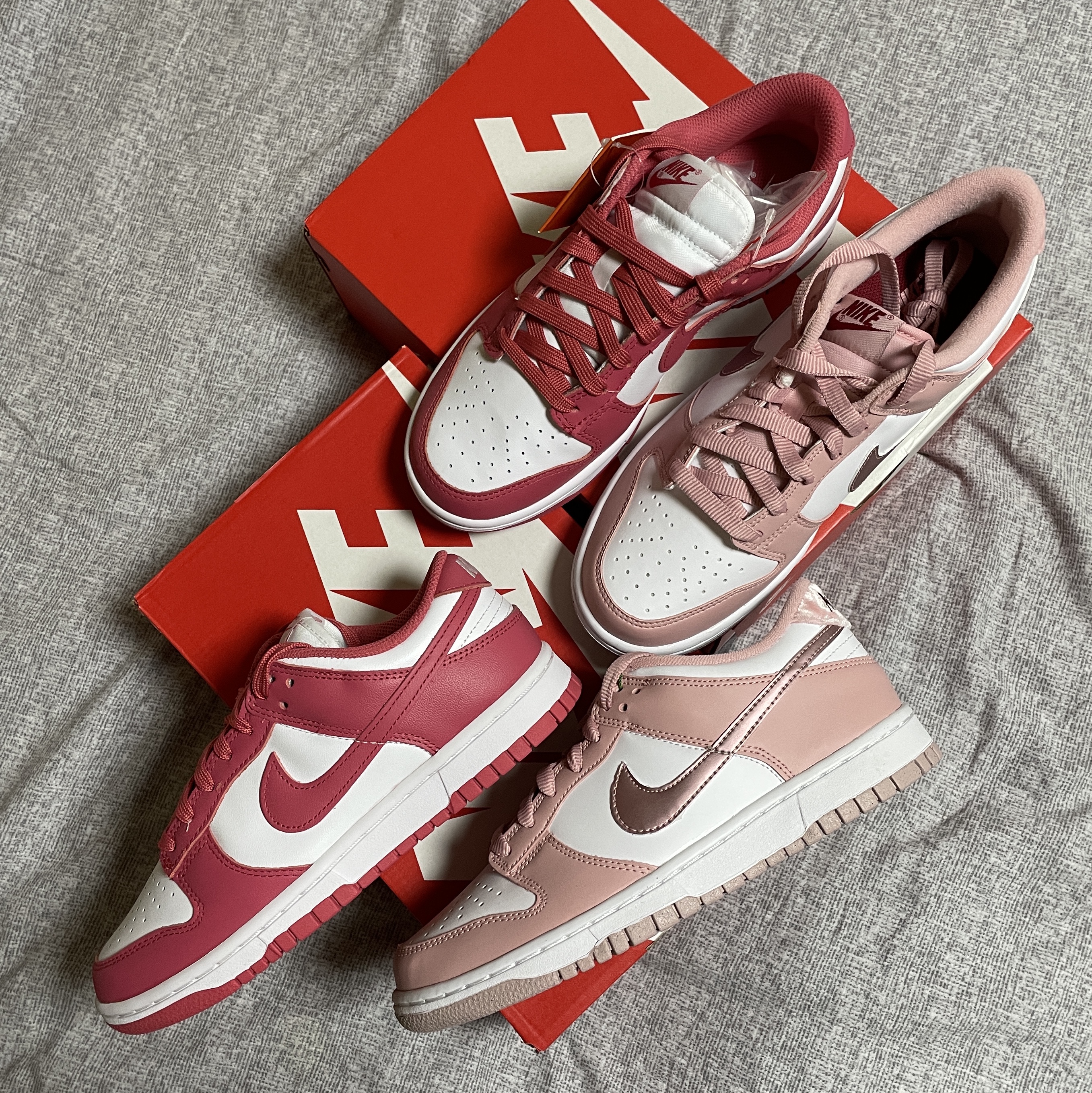 (W) Nike Dunk Low Archeo Pink, (GS) Nike Dunk Low Pink Velvet 착용 스타일 - 1