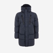 Stone Island 70123 Crinkle Reps Hooded Long Down Jacket Navy Blue - 21FW
